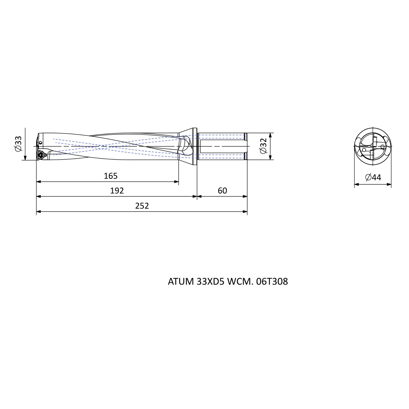 ATUM 33XD5 WCM. 06T308 &mdash; dimensioned drawing