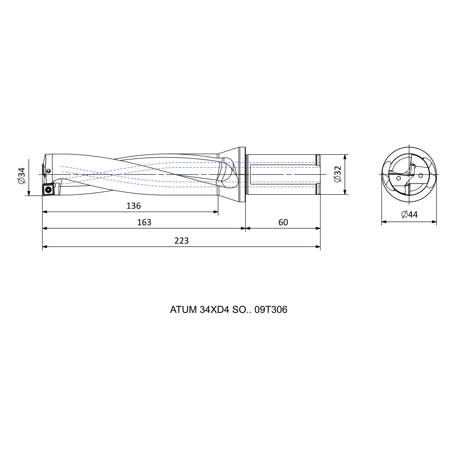ATUM 34XD4 SO.. 09T306 &mdash; dimensioned drawing