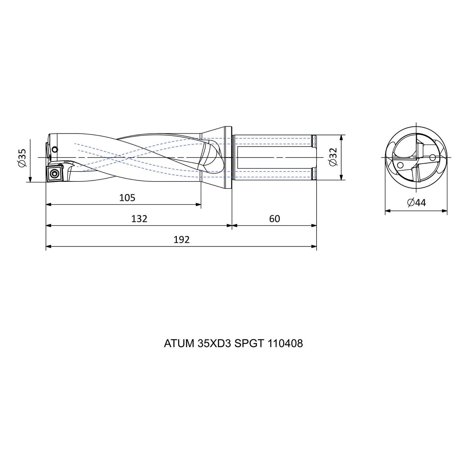 ATUM 35XD3 SPGT 110408 &mdash; dimensioned drawing