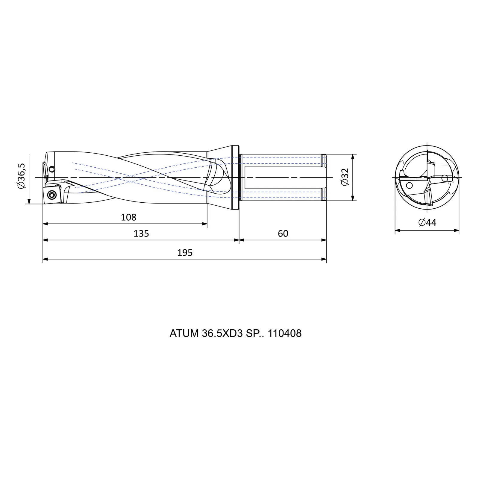 ATUM 36.5XD3 SP.. 110408 &mdash; dimensioned drawing