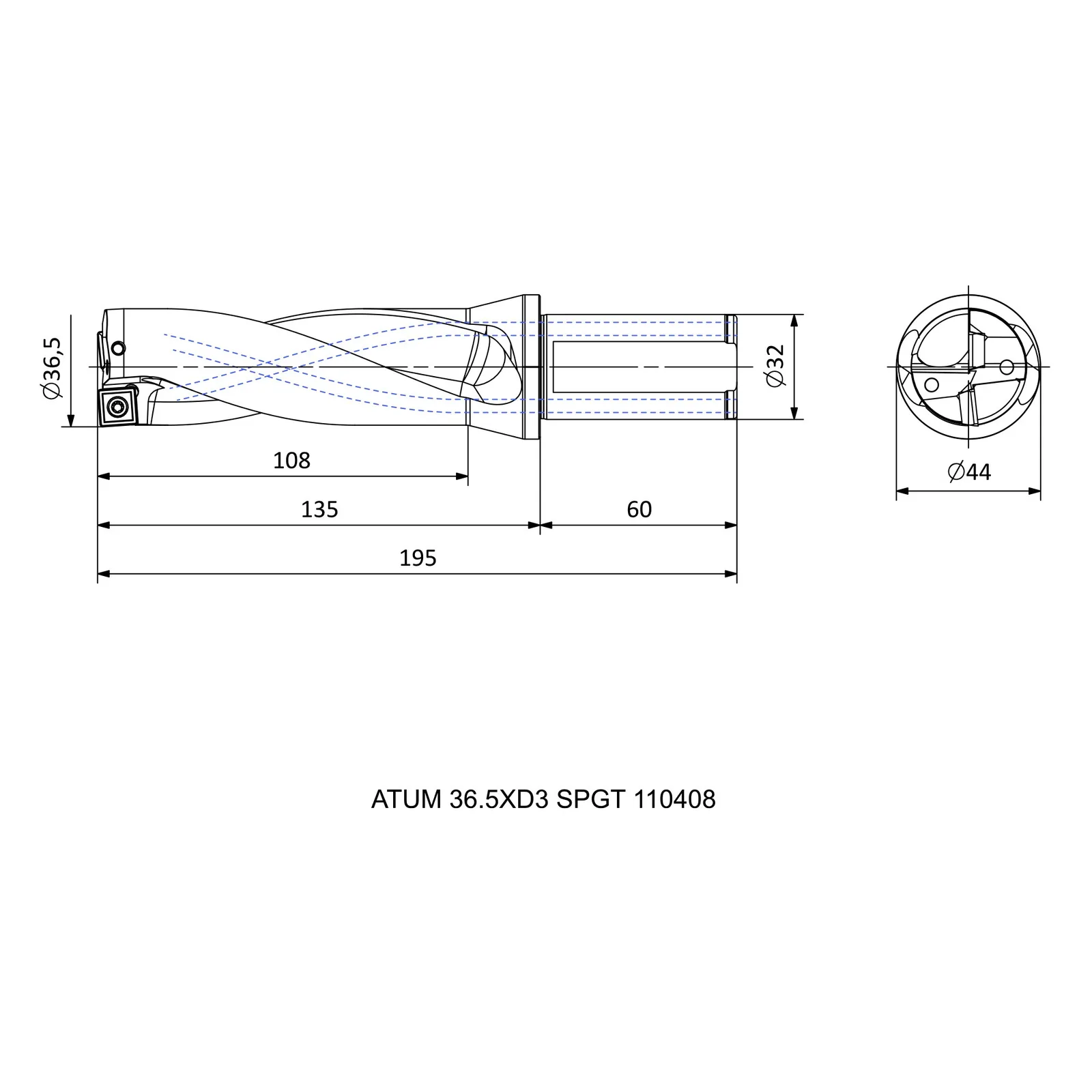 ATUM 36.5XD3 SPGT 110408 &mdash; dimensioned drawing