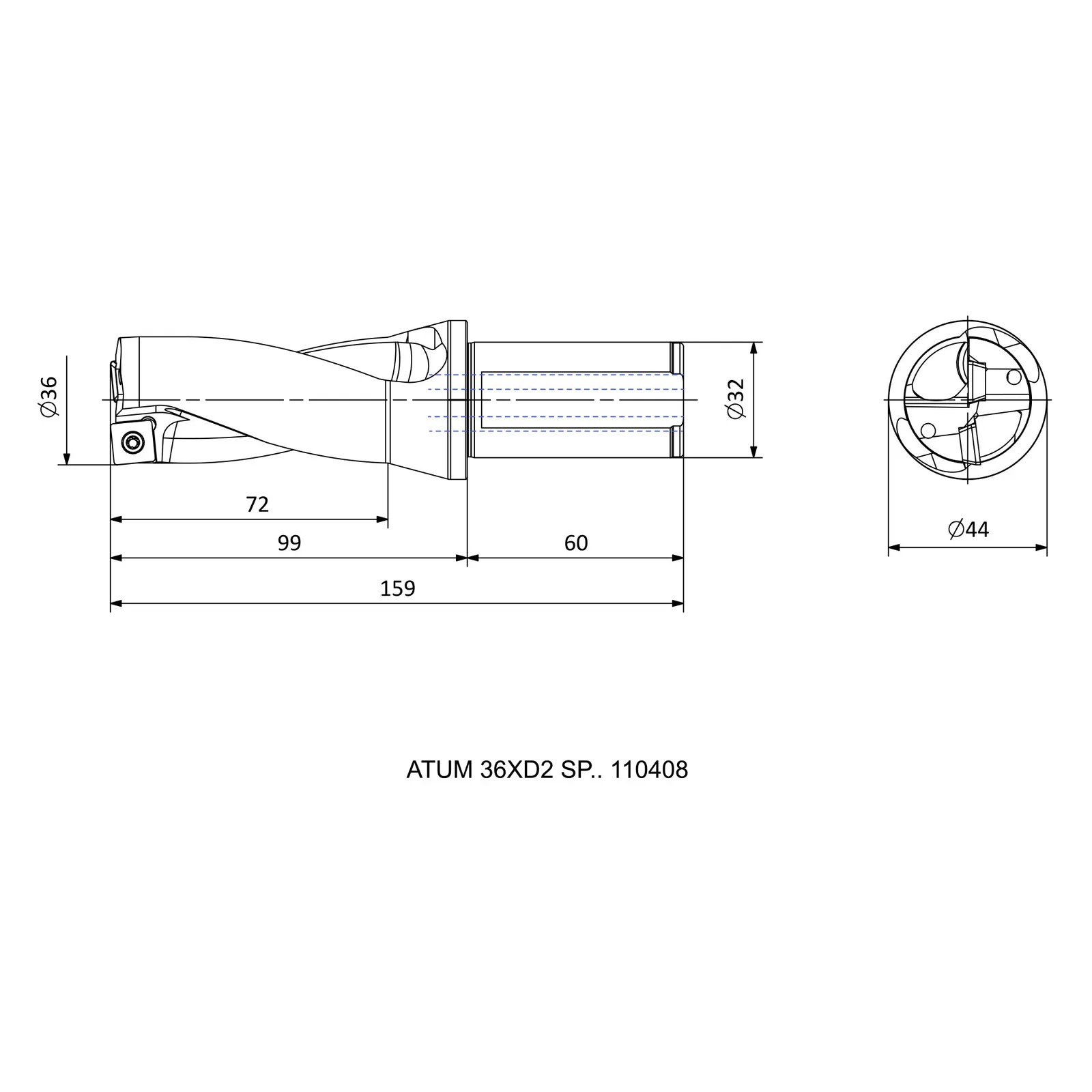 ATUM 36XD2 SP.. 110408 &mdash; dimensioned drawing