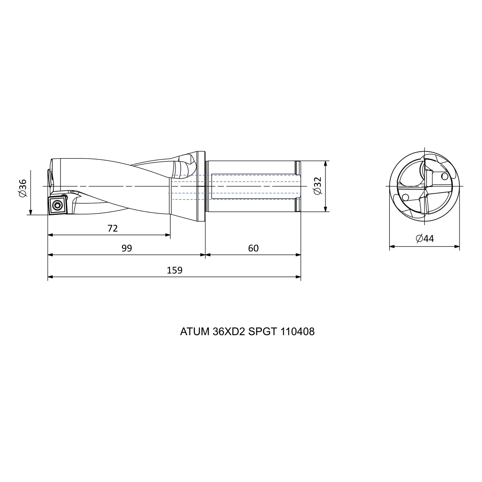 ATUM 36XD2 SPGT 110408 &mdash; dimensioned drawing
