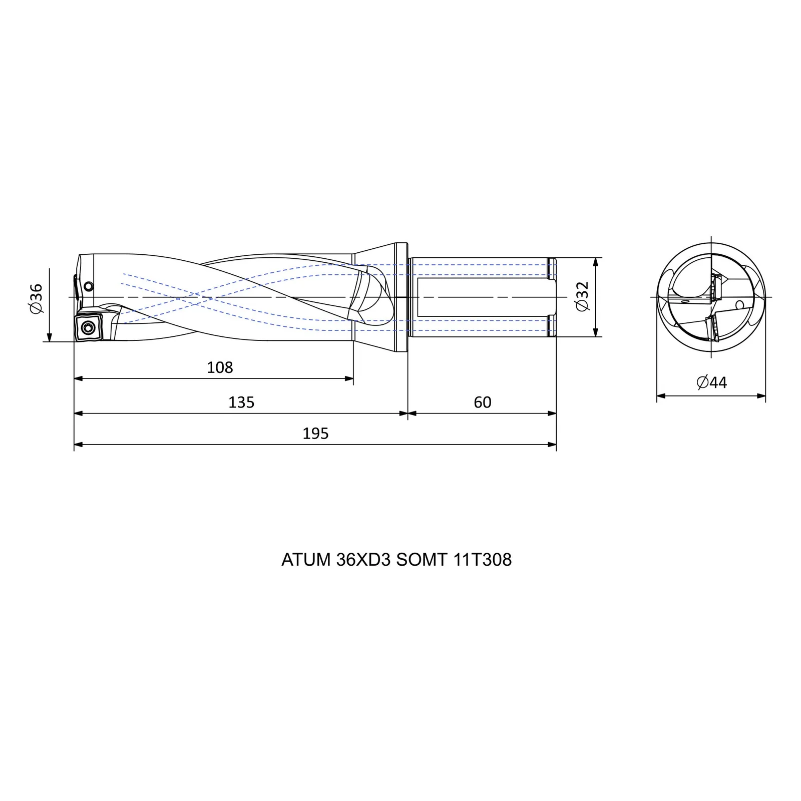 ATUM 36XD3 SOMT 11T308 &mdash; dimensioned drawing