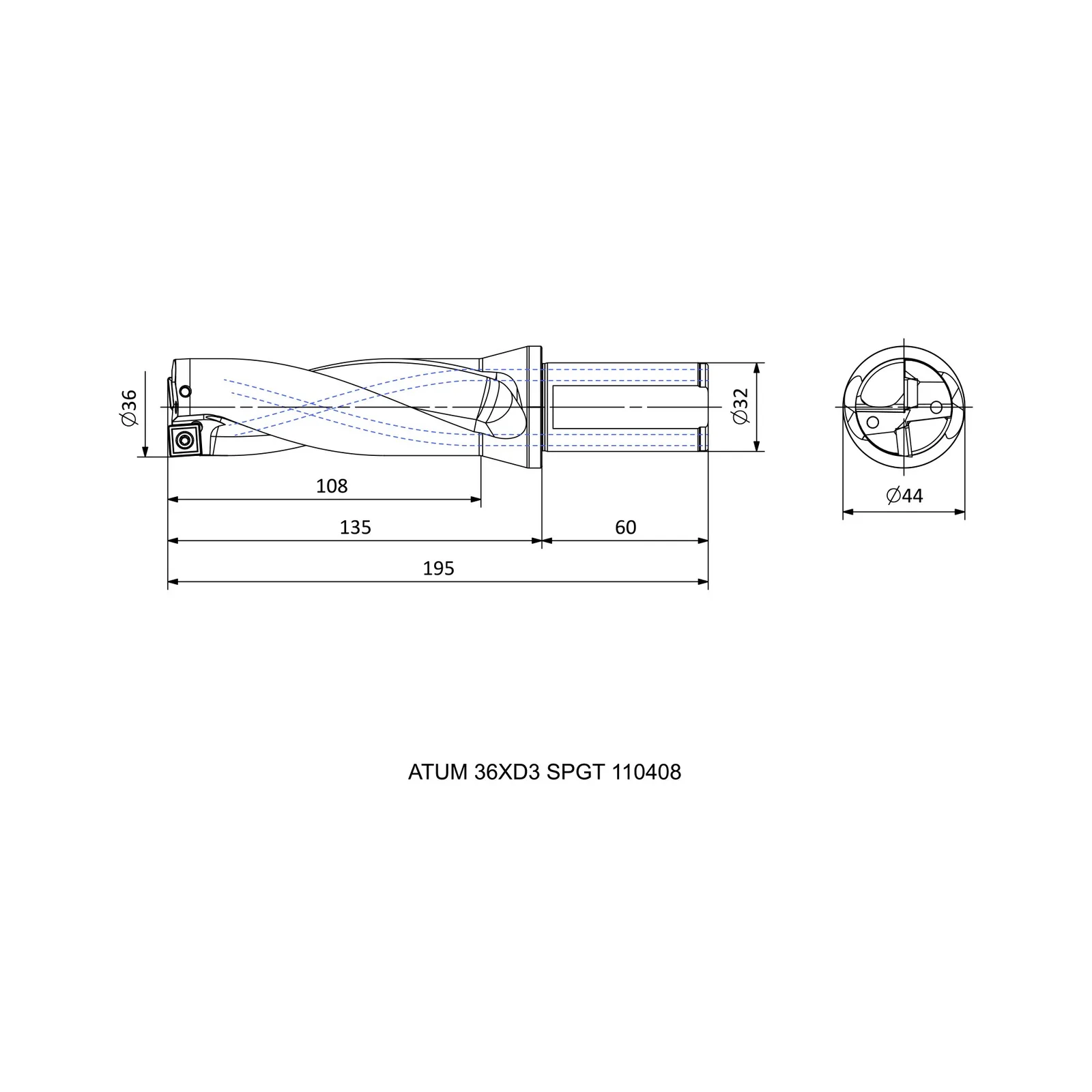 ATUM 36XD3 SPGT 110408 &mdash; dimensioned drawing