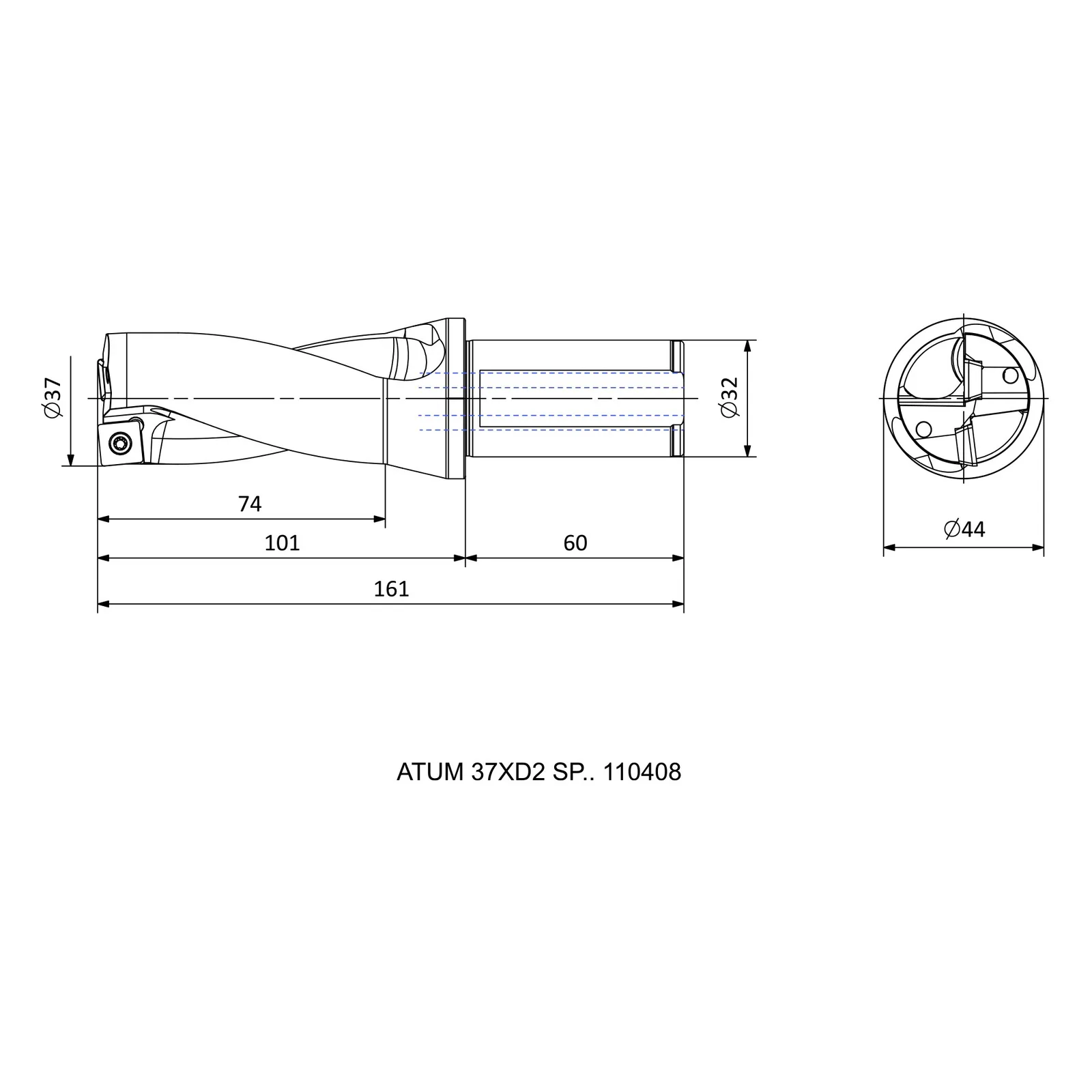 ATUM 37XD2 SP.. 110408 &mdash; dimensioned drawing