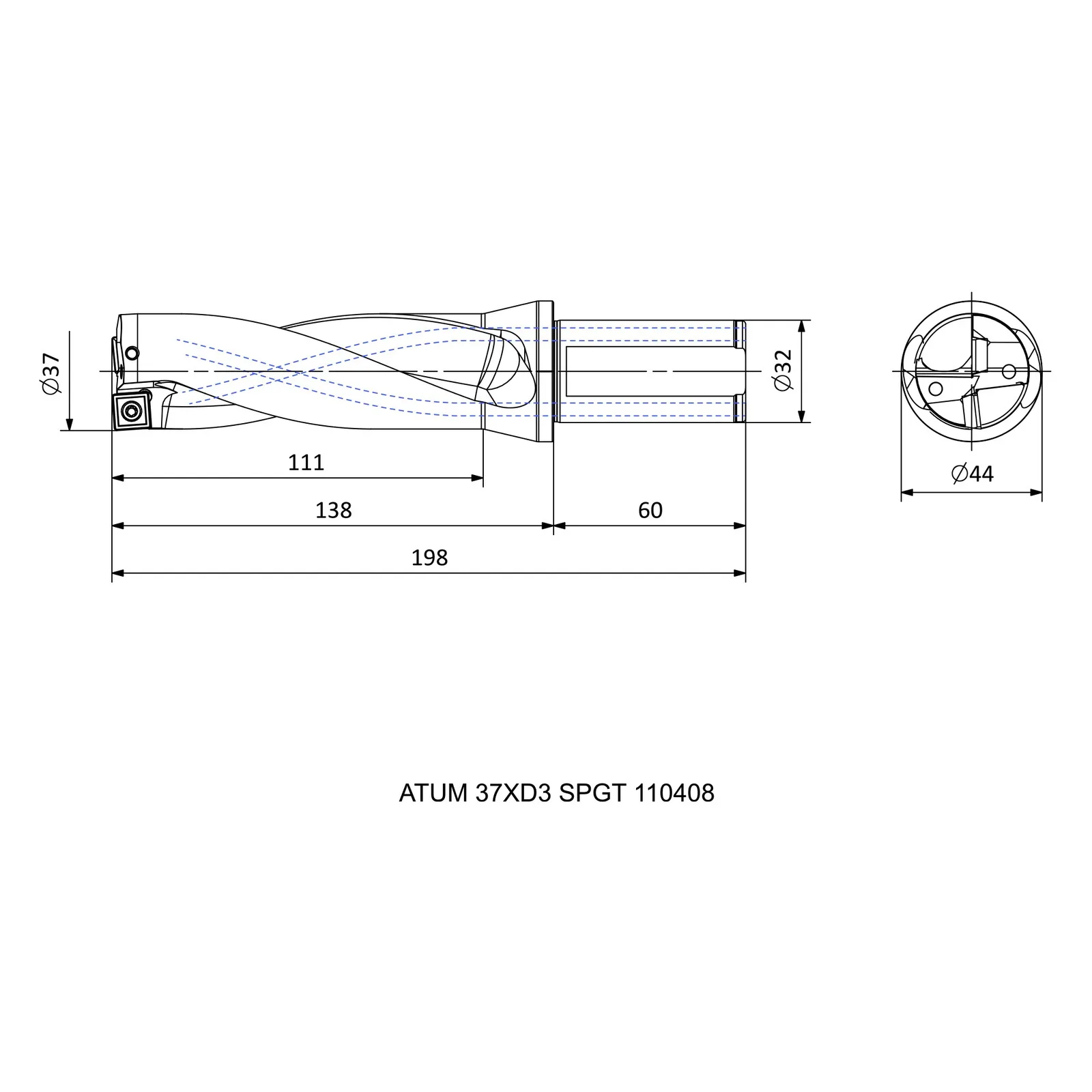 ATUM 37XD3 SPGT 110408 &mdash; dimensioned drawing