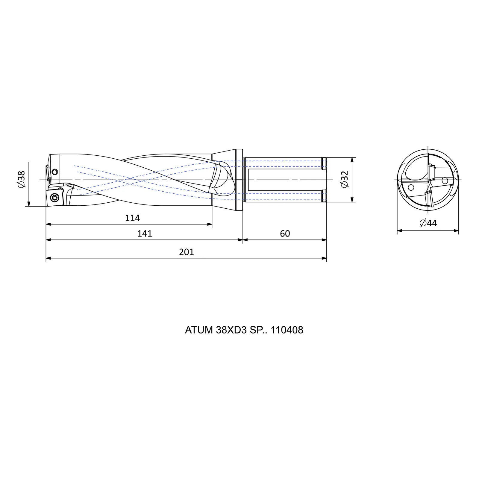 ATUM 38XD3 SP.. 110408 &mdash; dimensioned drawing