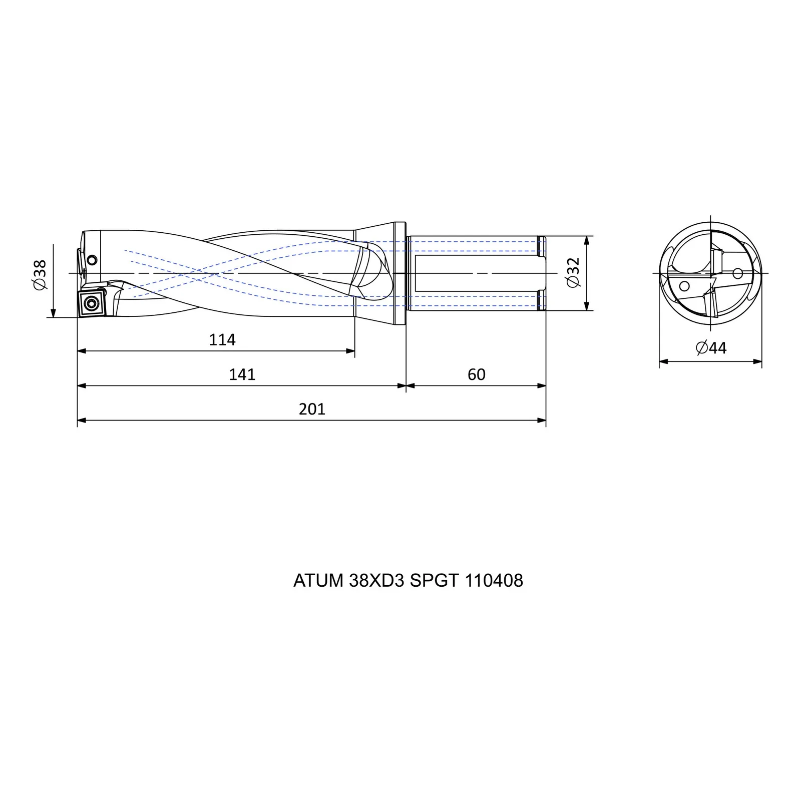 ATUM 38XD3 SPGT 110408 &mdash; dimensioned drawing