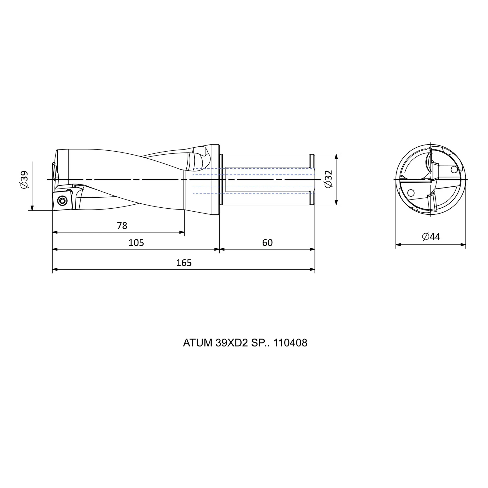ATUM 39XD2 SP.. 110408 &mdash; dimensioned drawing