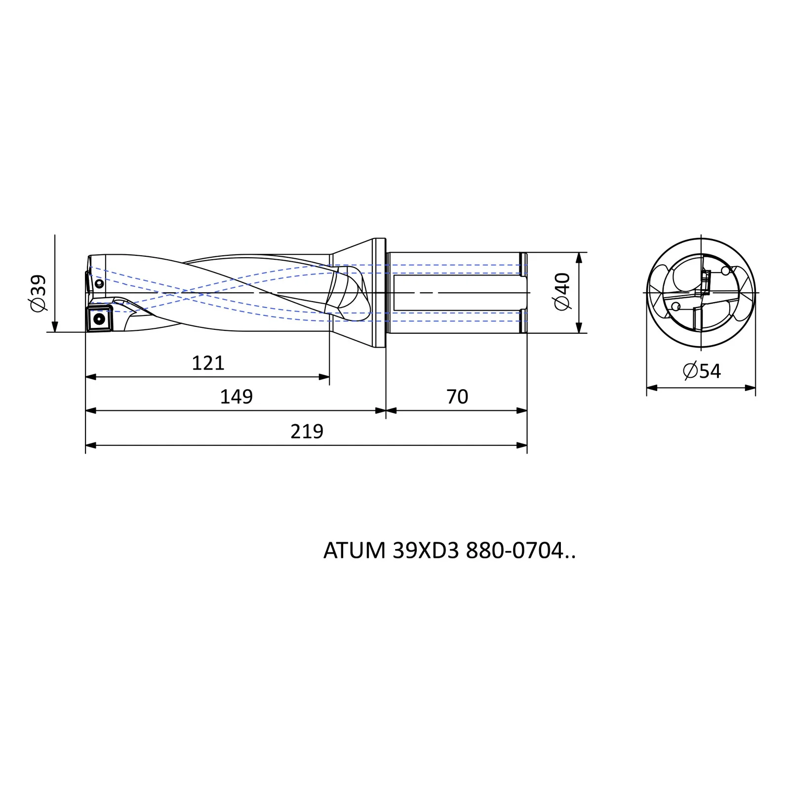 ATUM 39XD3 880-0704.. &mdash; dimensioned drawing
