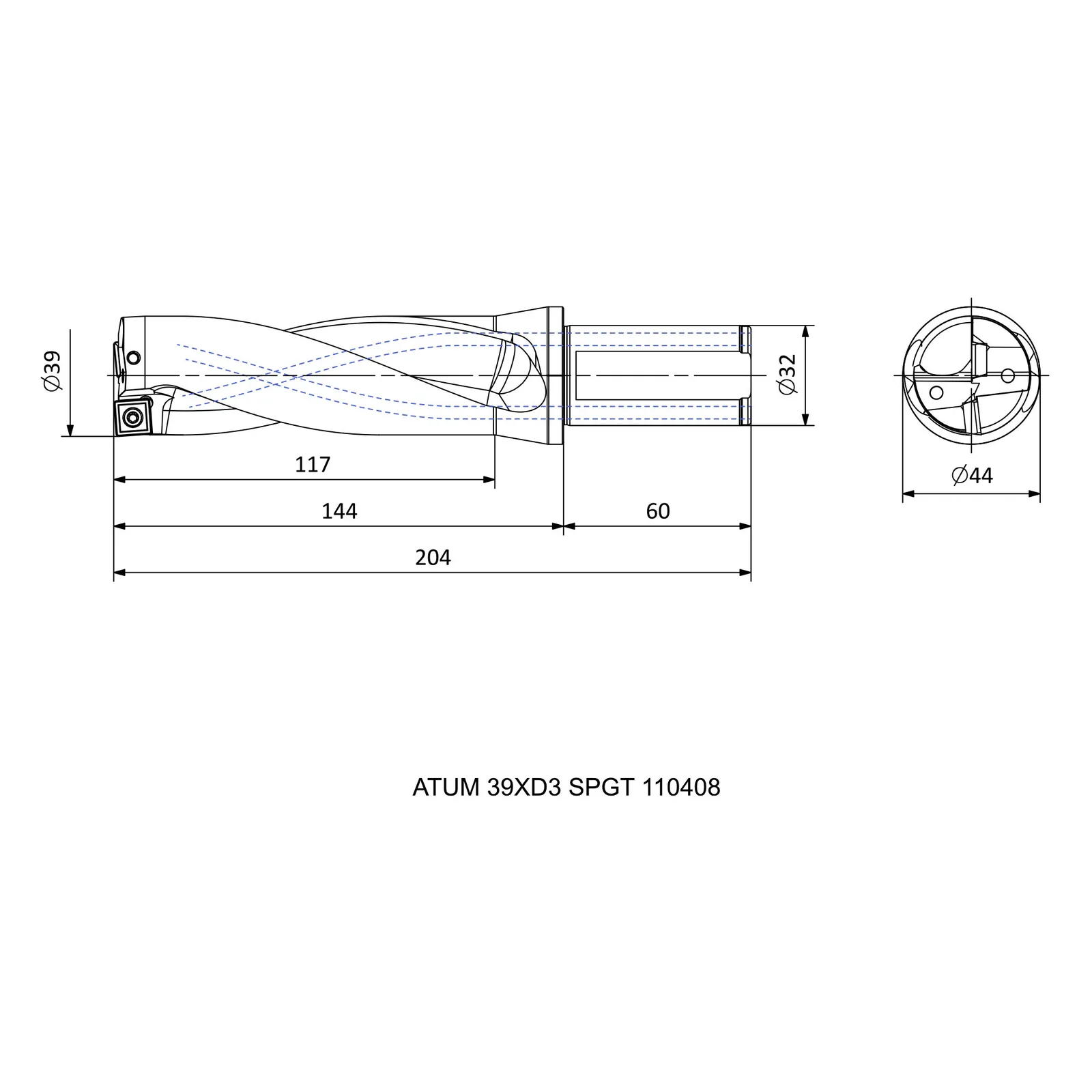 ATUM 39XD3 SPGT 110408 &mdash; dimensioned drawing
