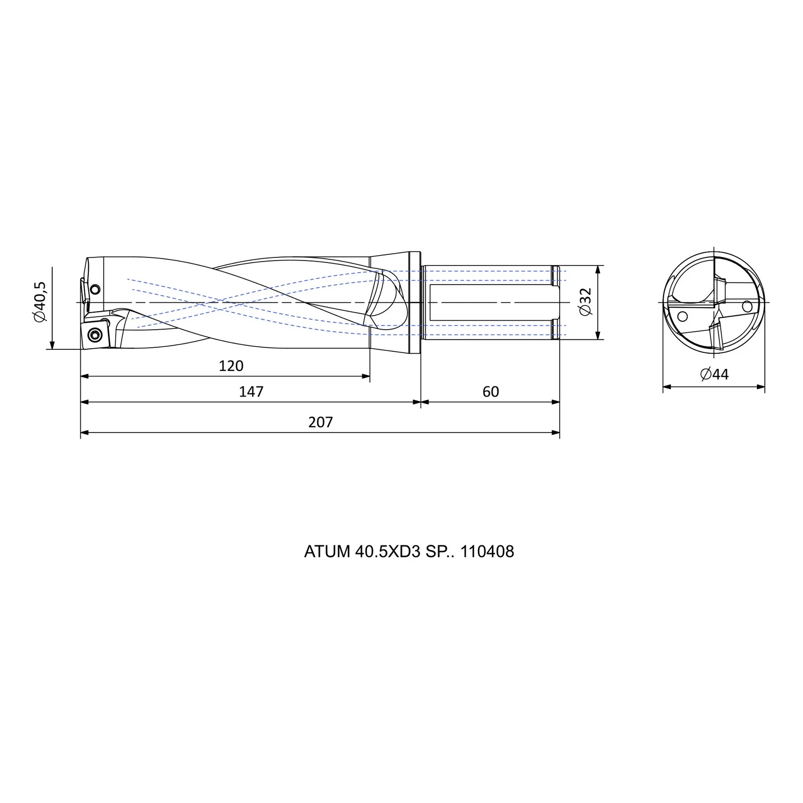 ATUM 40.5XD3 SP.. 110408 &mdash; dimensioned drawing
