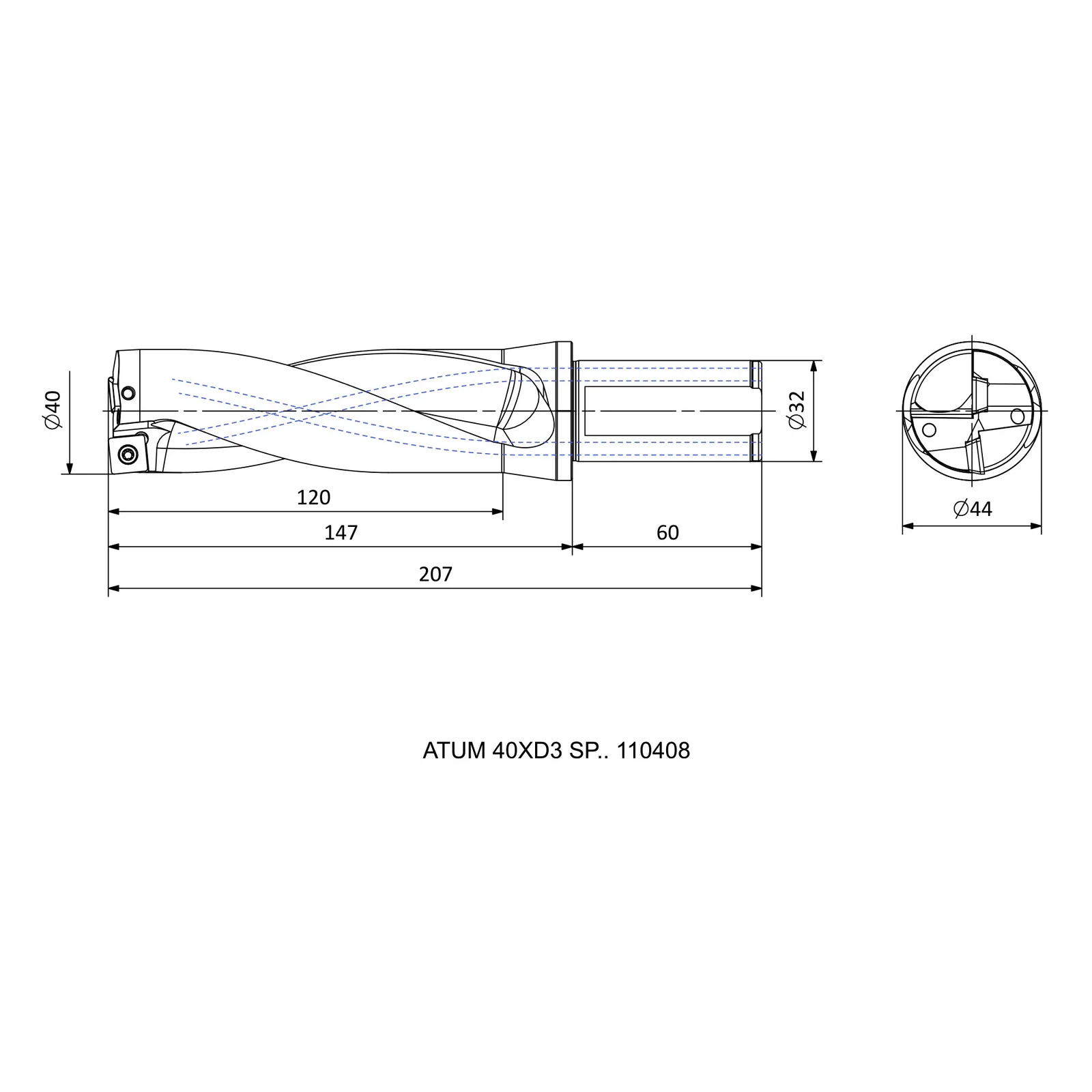 ATUM 40XD3 SP.. 110408 &mdash; dimensioned drawing