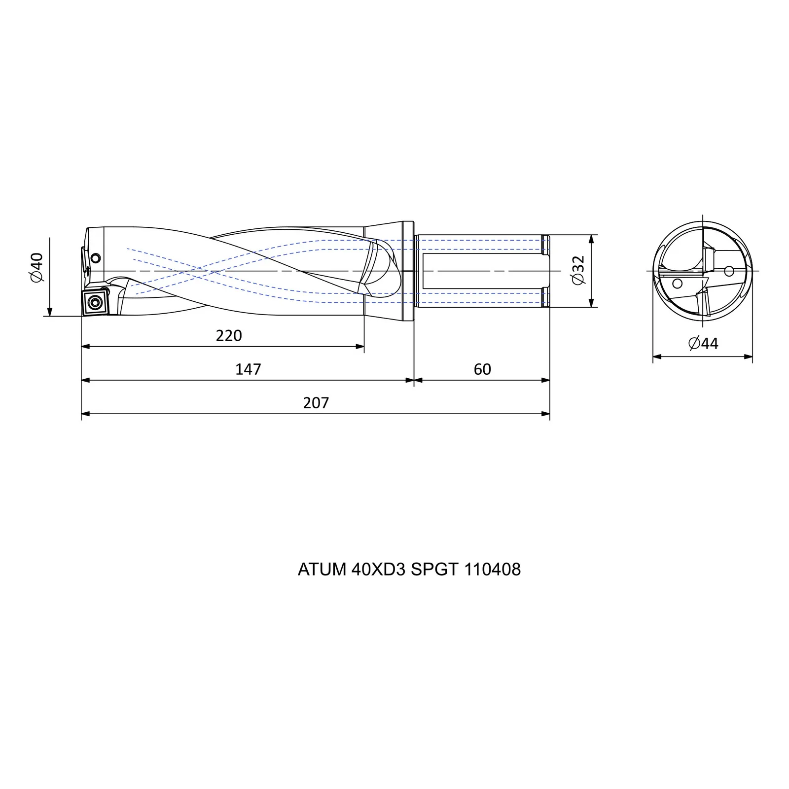 ATUM 40XD3 SPGT 110408 &mdash; dimensioned drawing