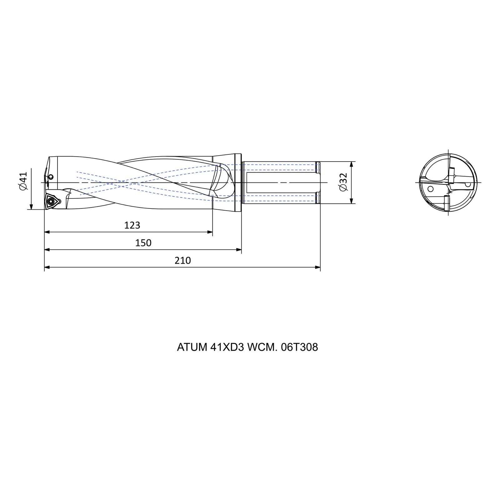 ATUM 41XD3 WCM. 06T308 &mdash; dimensioned drawing