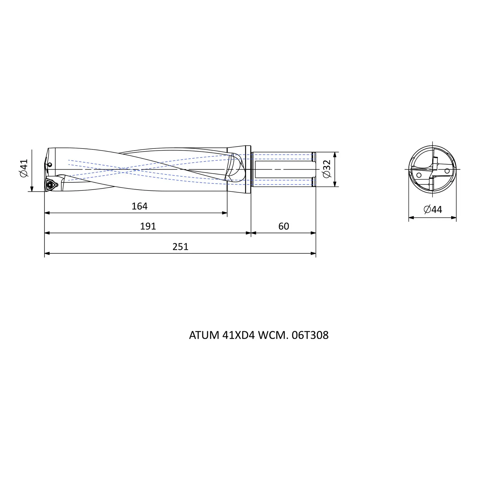 ATUM 41XD4 WCM. 06T308 &mdash; dimensioned drawing