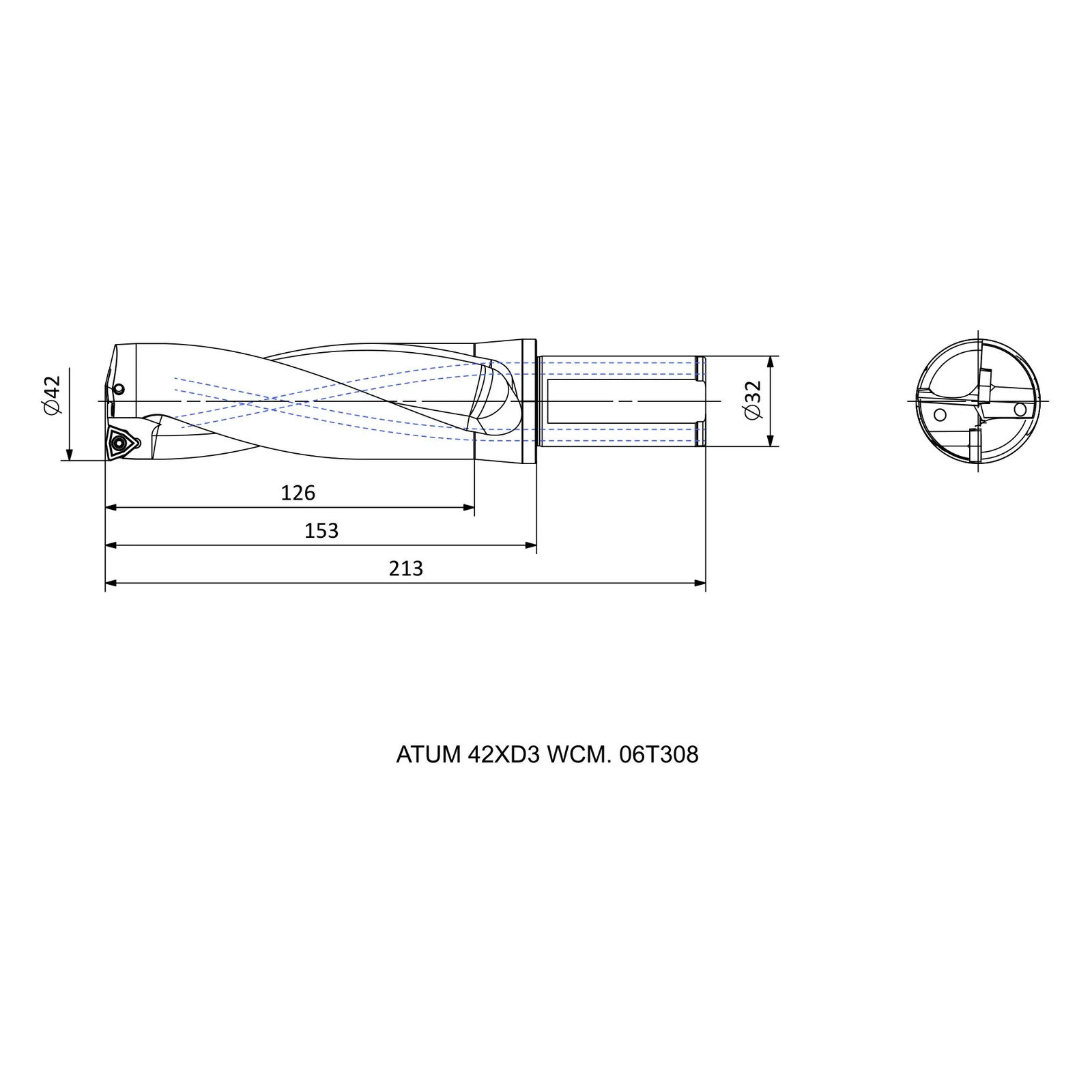 ATUM 42XD3 WCM. 06T308 &mdash; dimensioned drawing