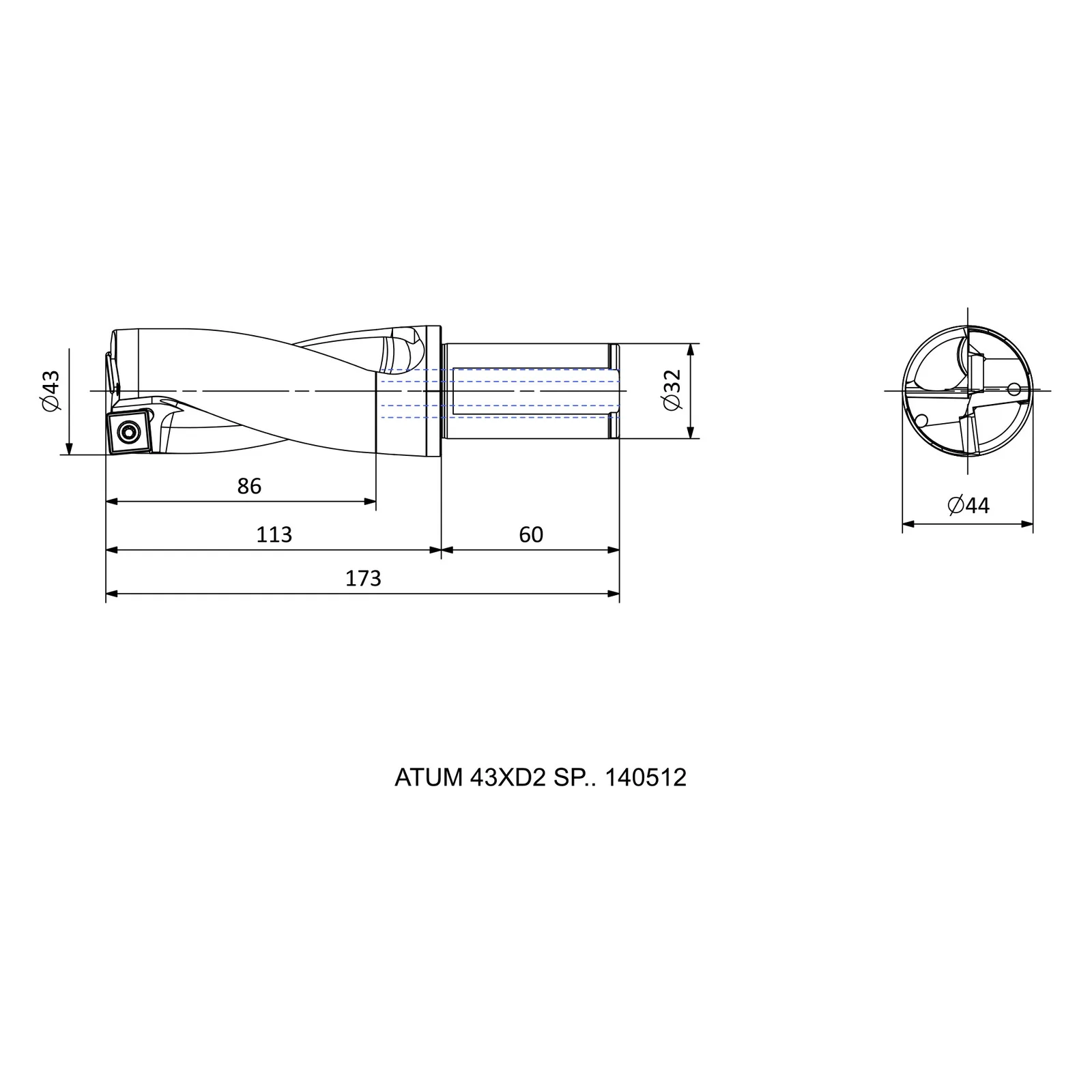 ATUM 43XD2 SP.. 140512 &mdash; dimensioned drawing