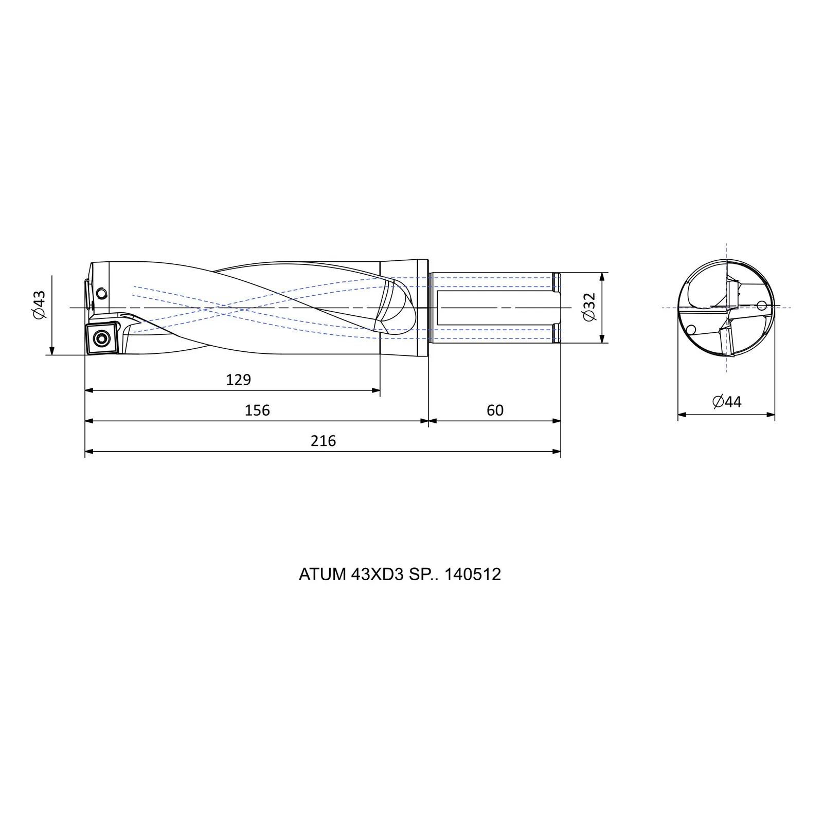 ATUM 43XD3 SP.. 140512 &mdash; dimensioned drawing