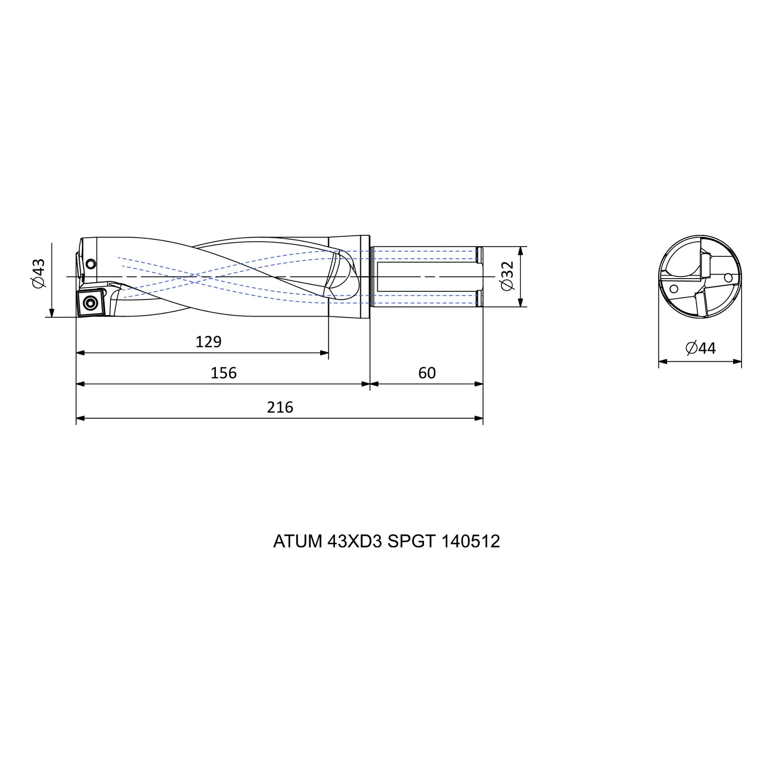 ATUM 43XD3 SPGT 140512 &mdash; dimensioned drawing