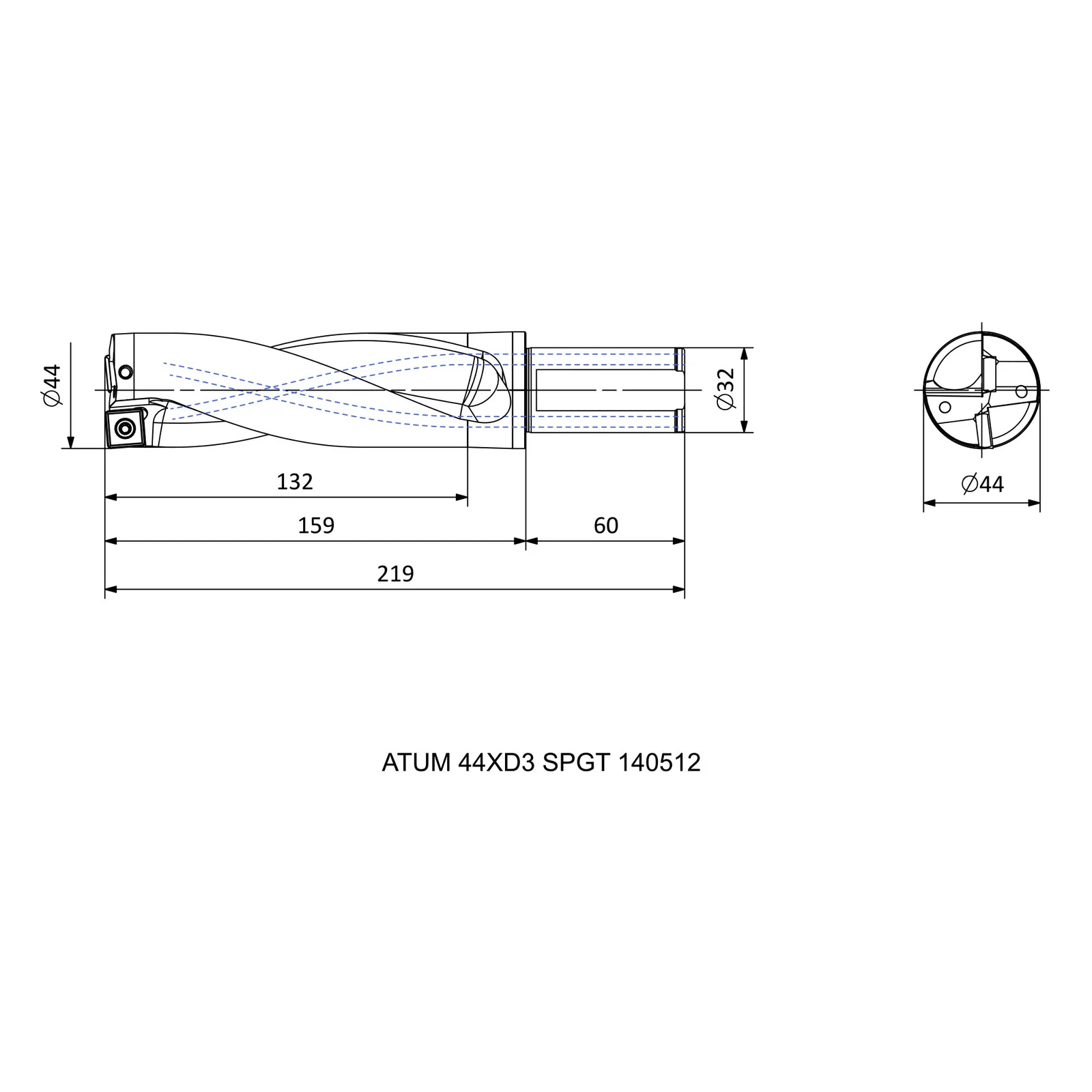 ATUM 44XD3 SPGT 140512 &mdash; dimensioned drawing