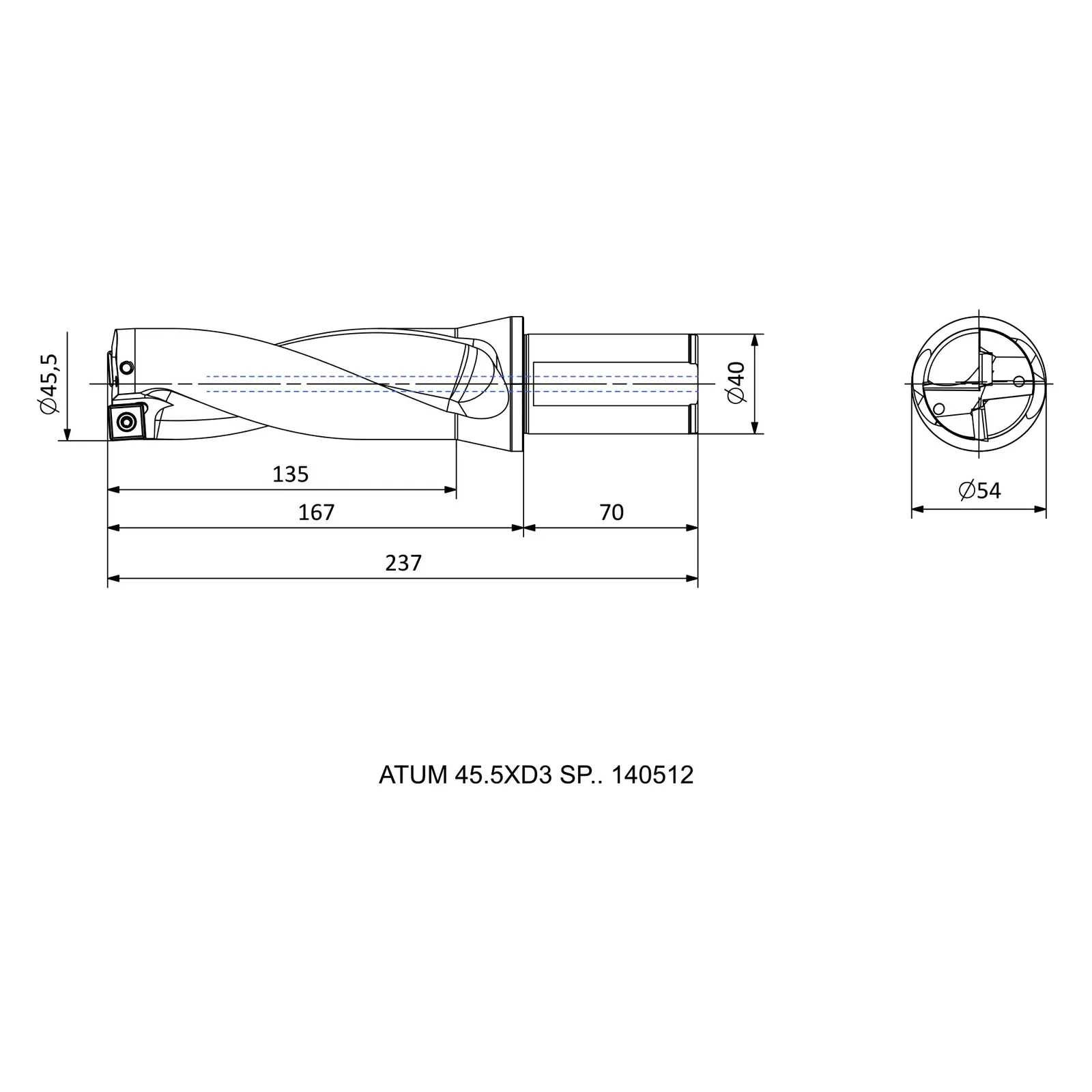 ATUM 45.5XD3 SP.. 140512 &mdash; dimensioned drawing