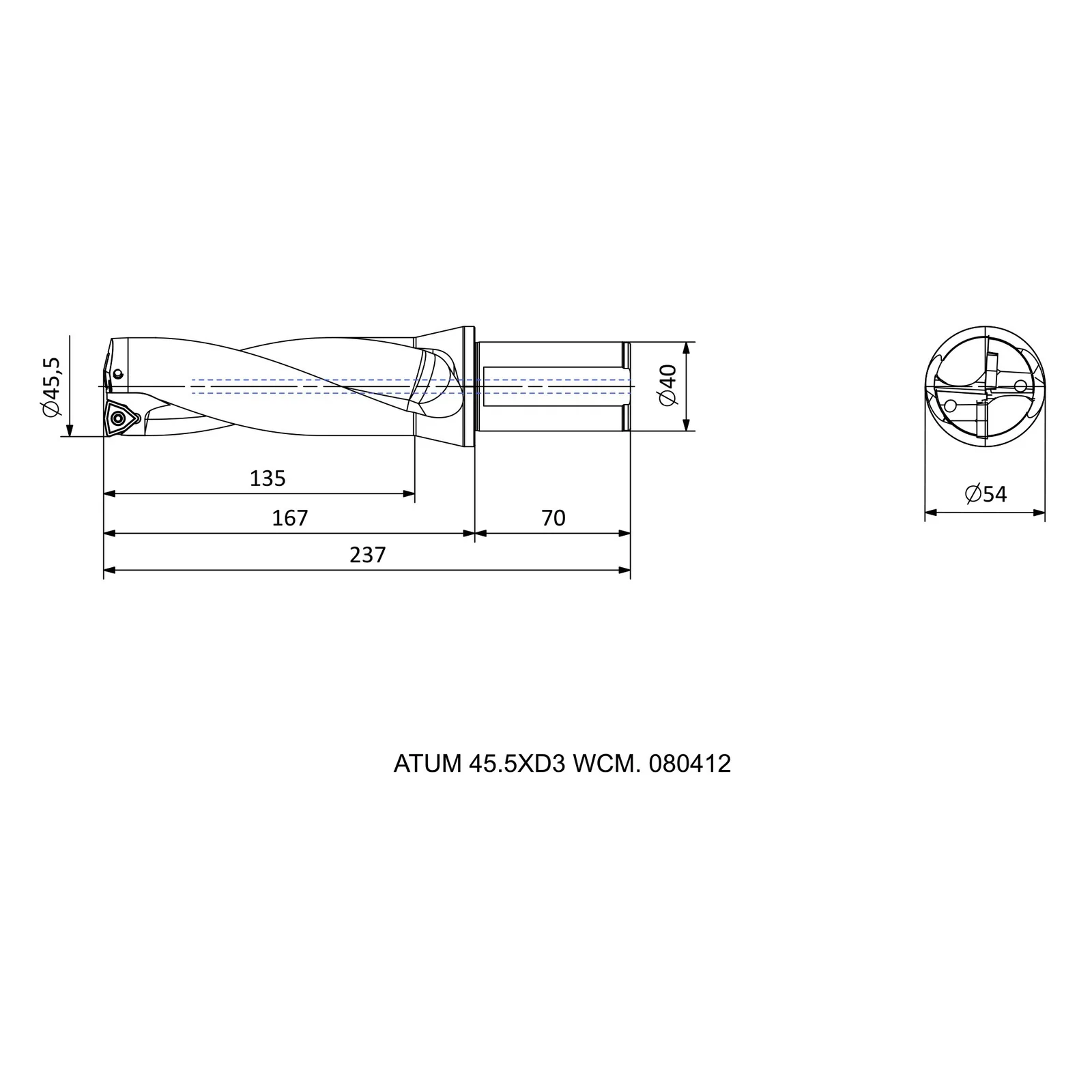 ATUM 45.5XD3 WCM. 080412 &mdash; dimensioned drawing