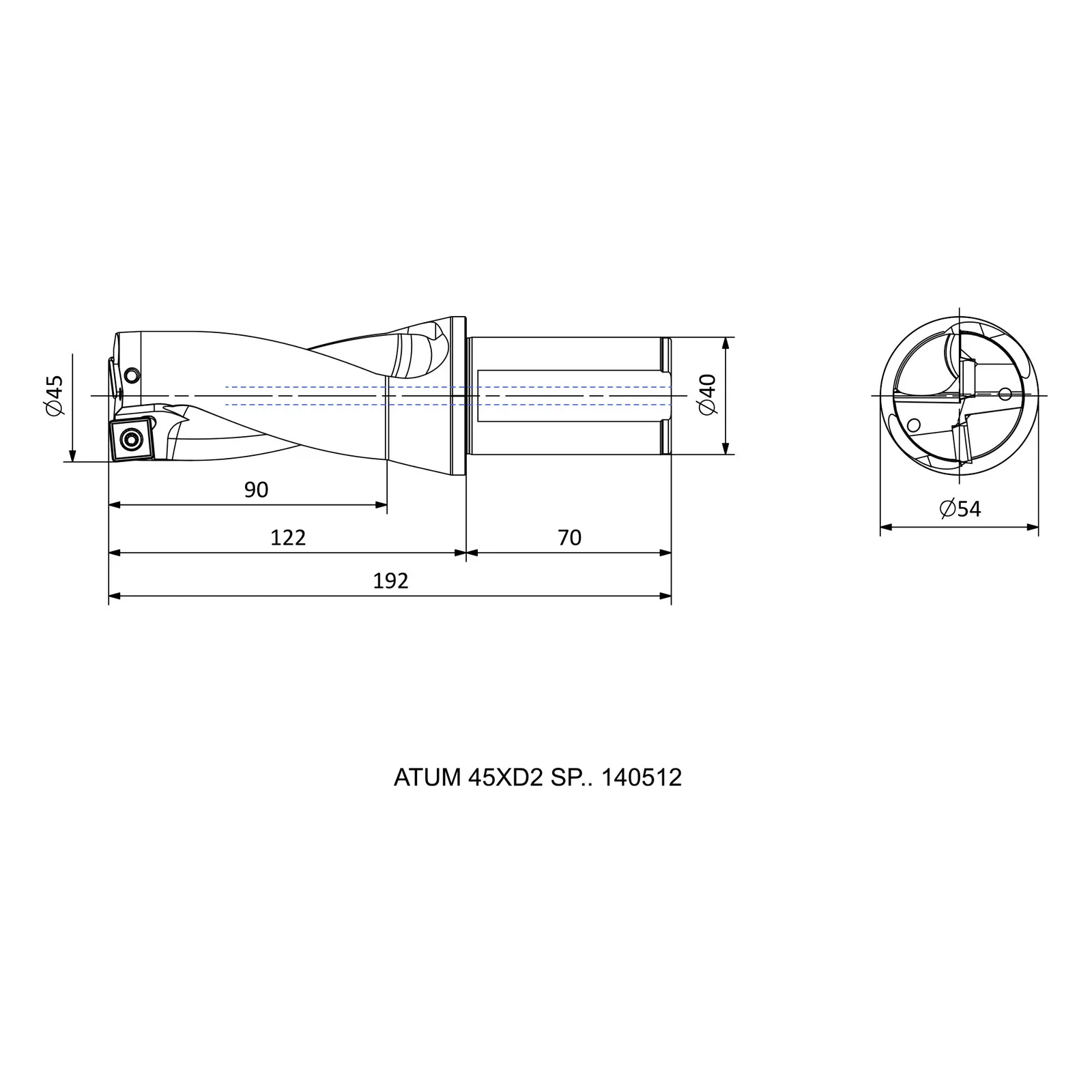 ATUM 45XD2 SP.. 140512 &mdash; dimensioned drawing
