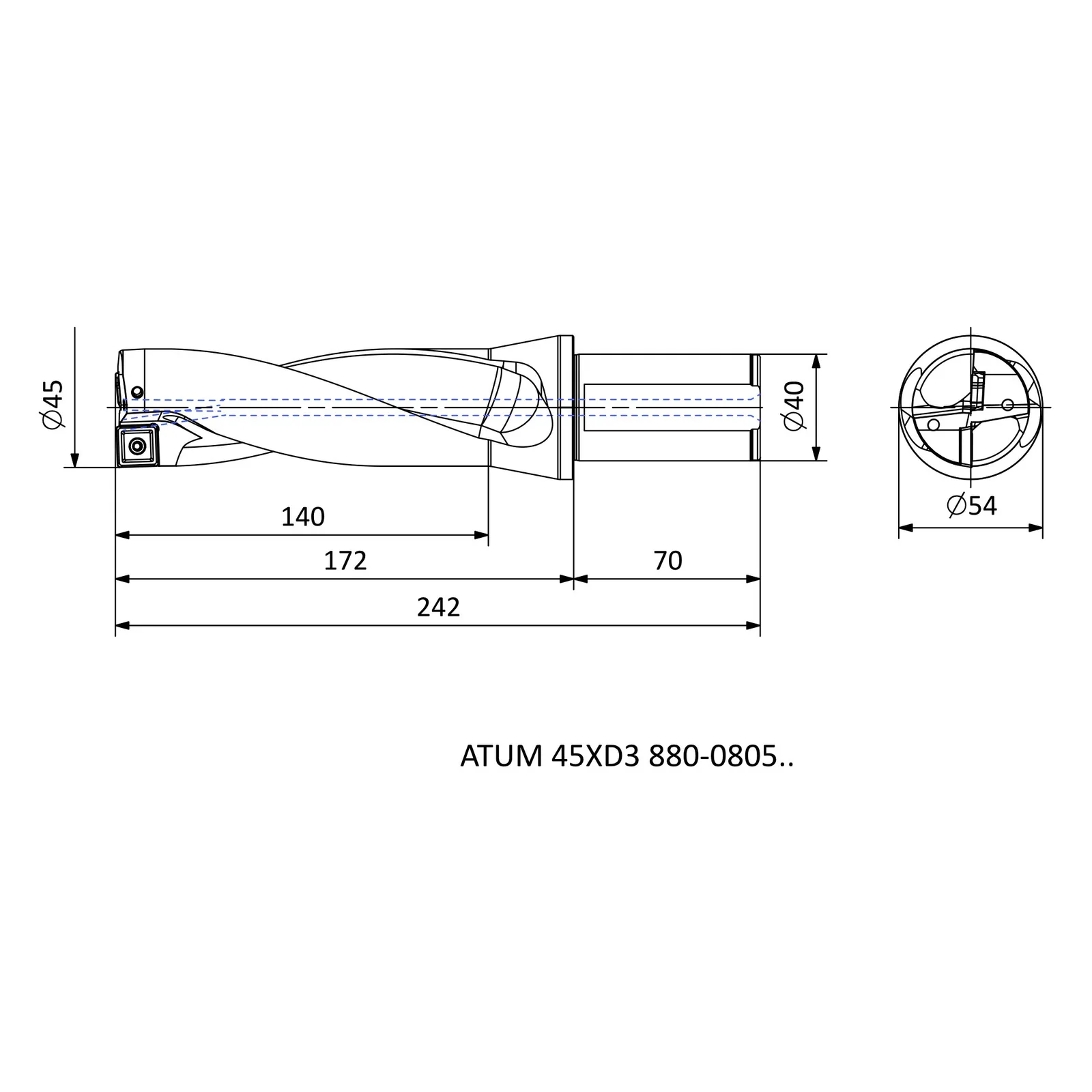 ATUM 45XD3 880-0805.. &mdash; dimensioned drawing