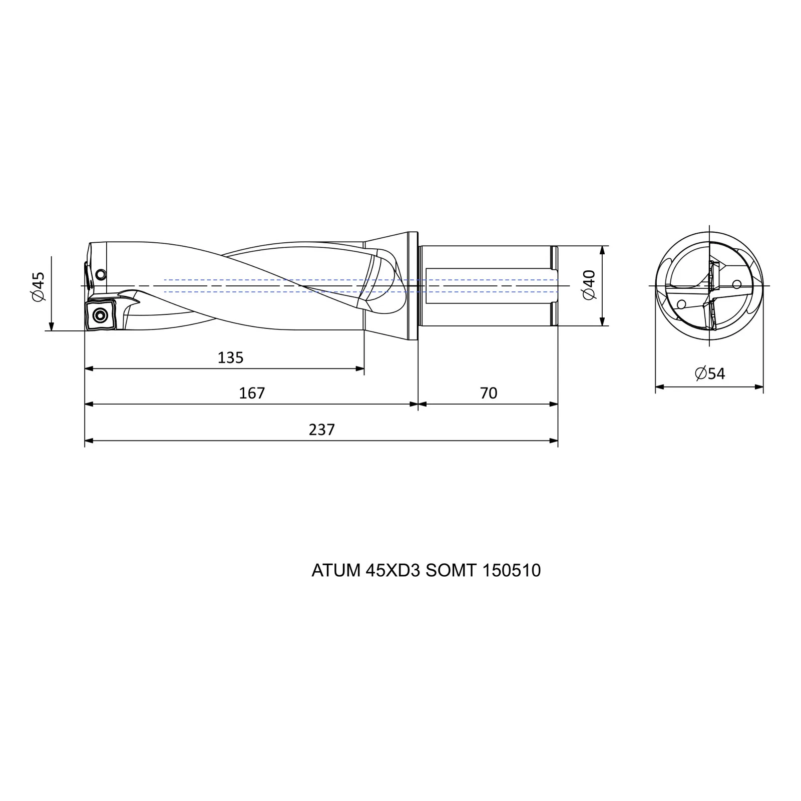 ATUM 45XD3 SOMT 150510 &mdash; dimensioned drawing