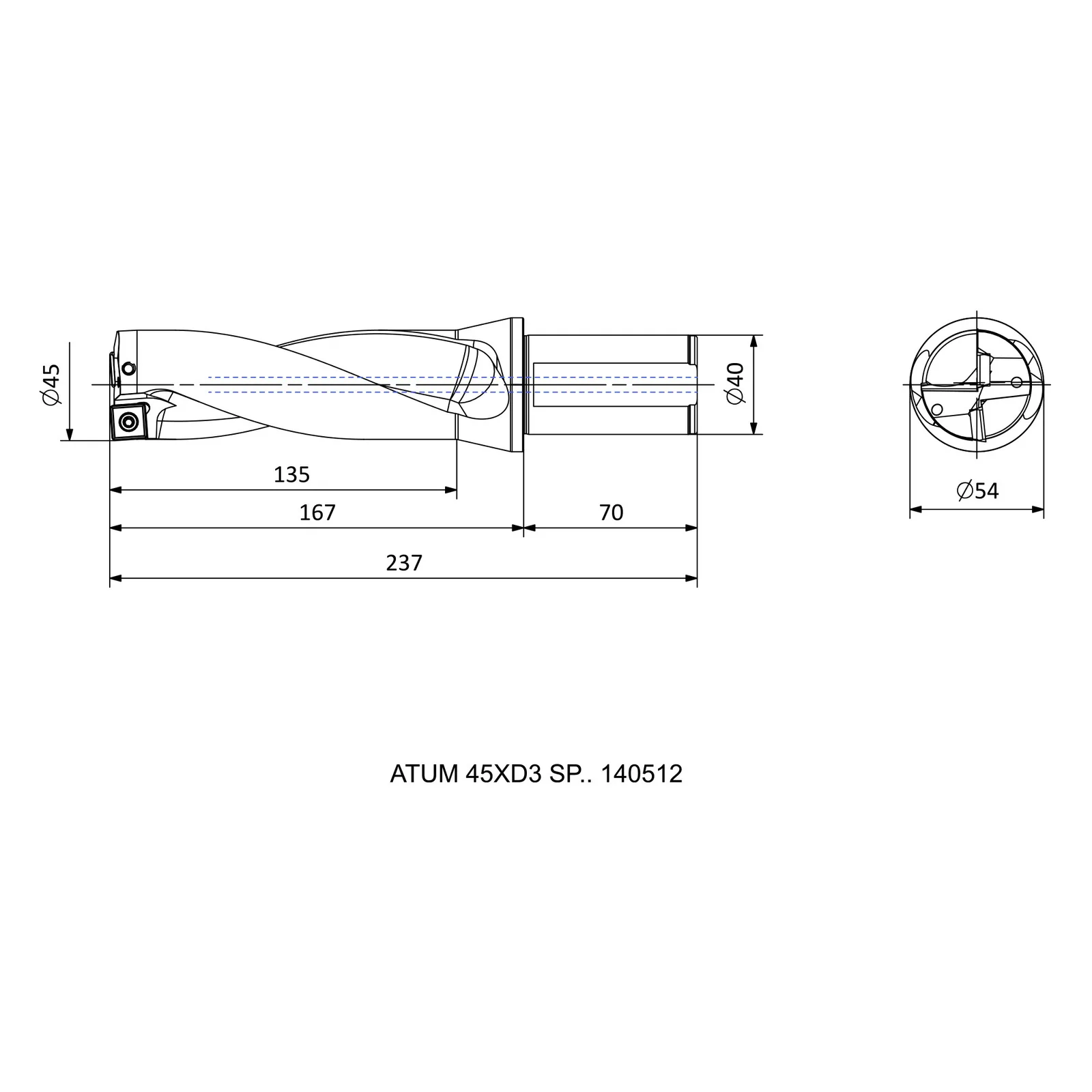 ATUM 45XD3 SP.. 140512 &mdash; dimensioned drawing
