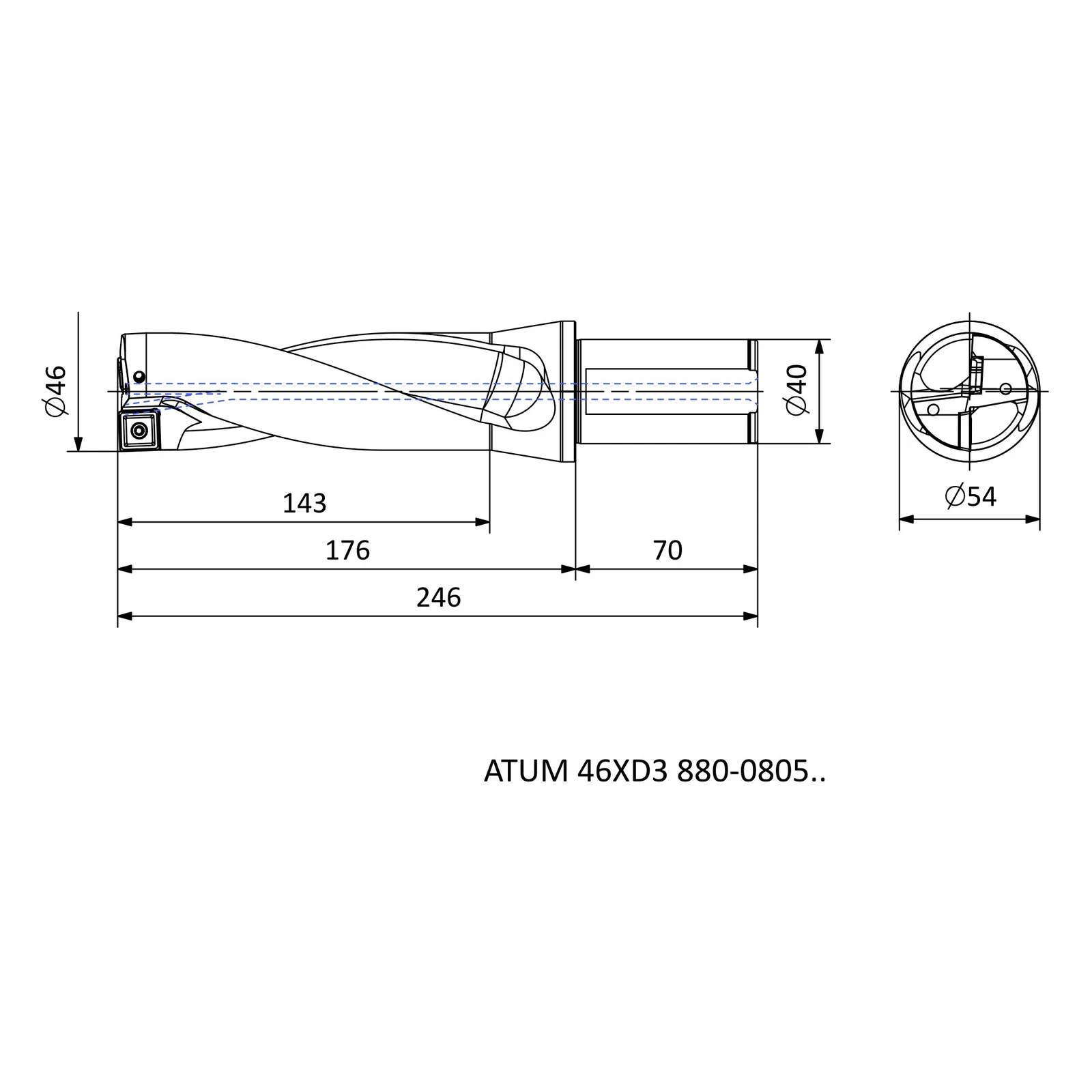 ATUM 46XD3 880-0805.. &mdash; dimensioned drawing