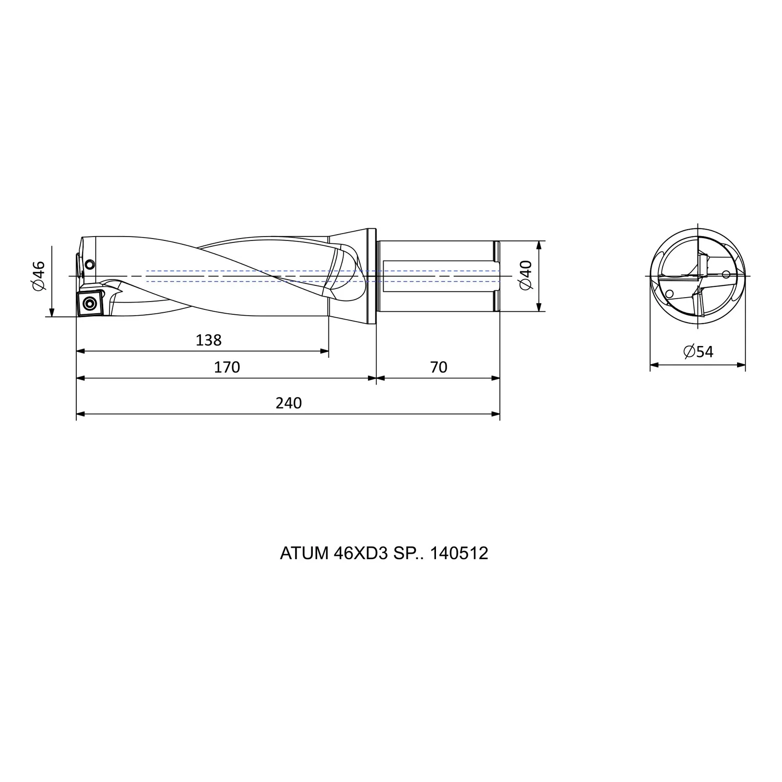 ATUM 46XD3 SP.. 140512 &mdash; dimensioned drawing