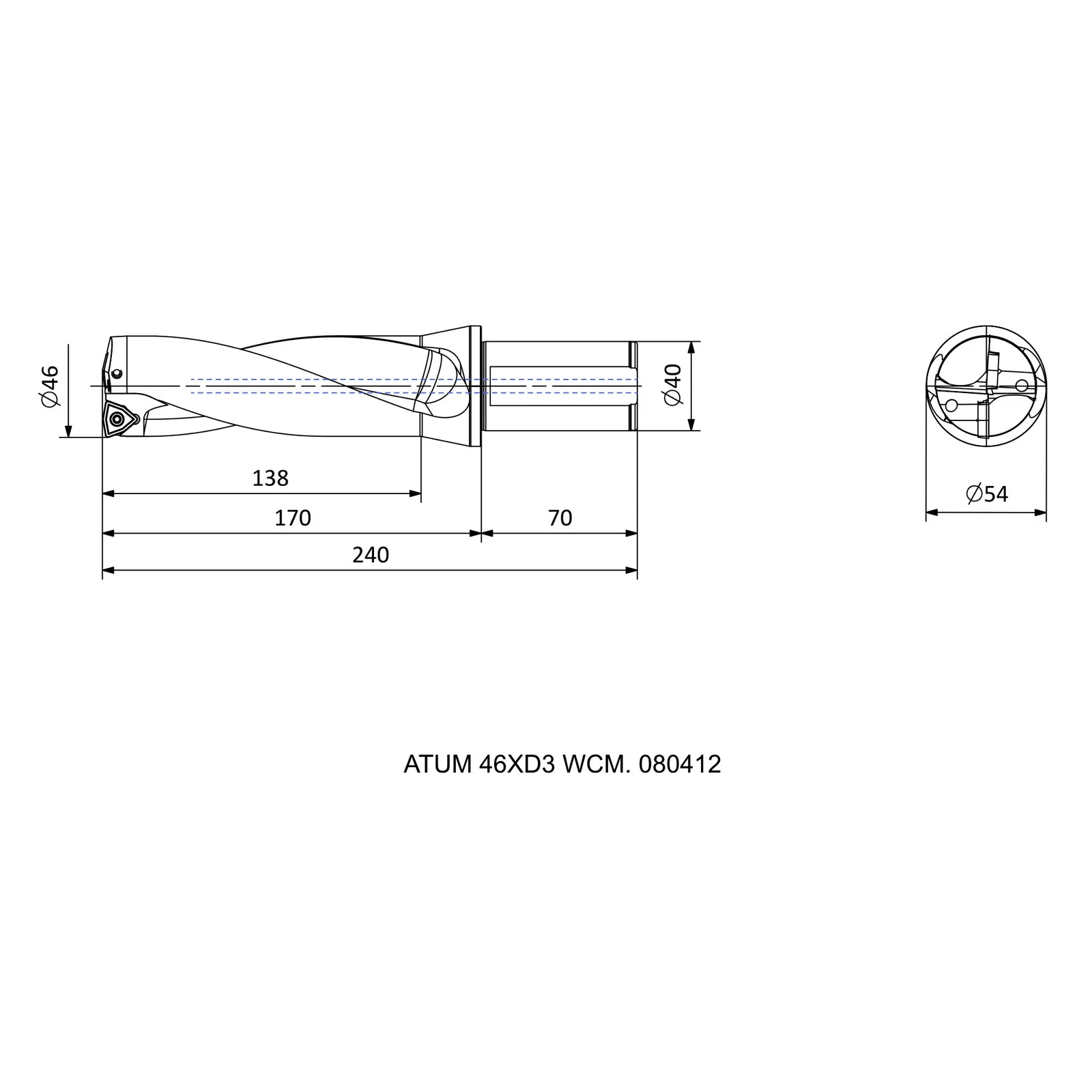 ATUM 46XD3 WCM. 080412 &mdash; dimensioned drawing
