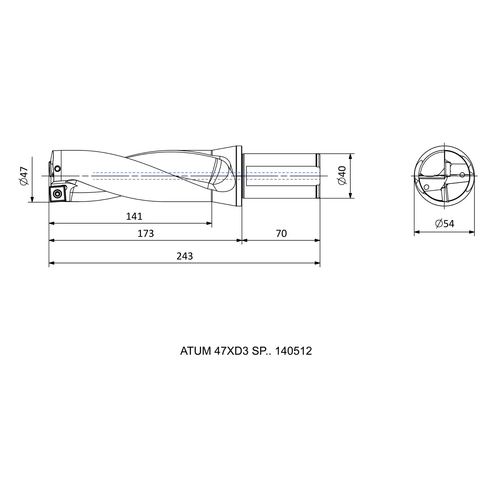 ATUM 47XD3 SP.. 140512 &mdash; dimensioned drawing