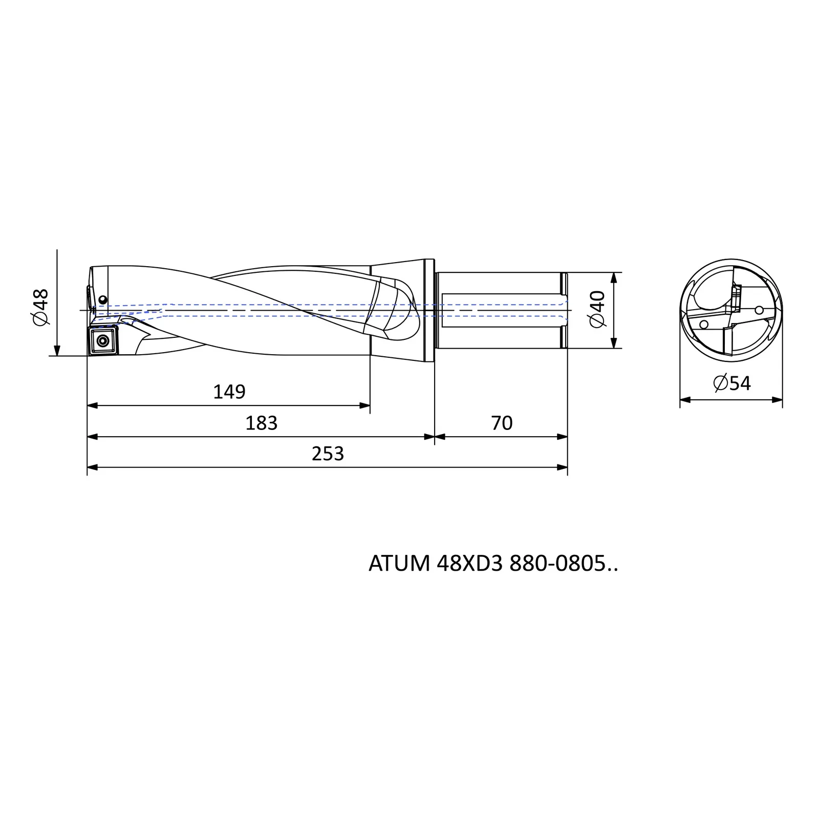 ATUM 48XD3 880-0805.. &mdash; dimensioned drawing