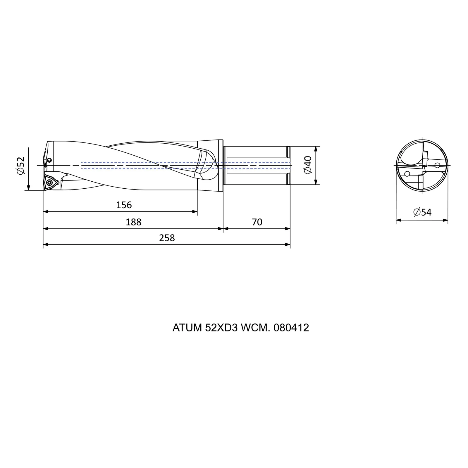 ATUM 52XD3 WCM. 080412 &mdash; dimensioned drawing