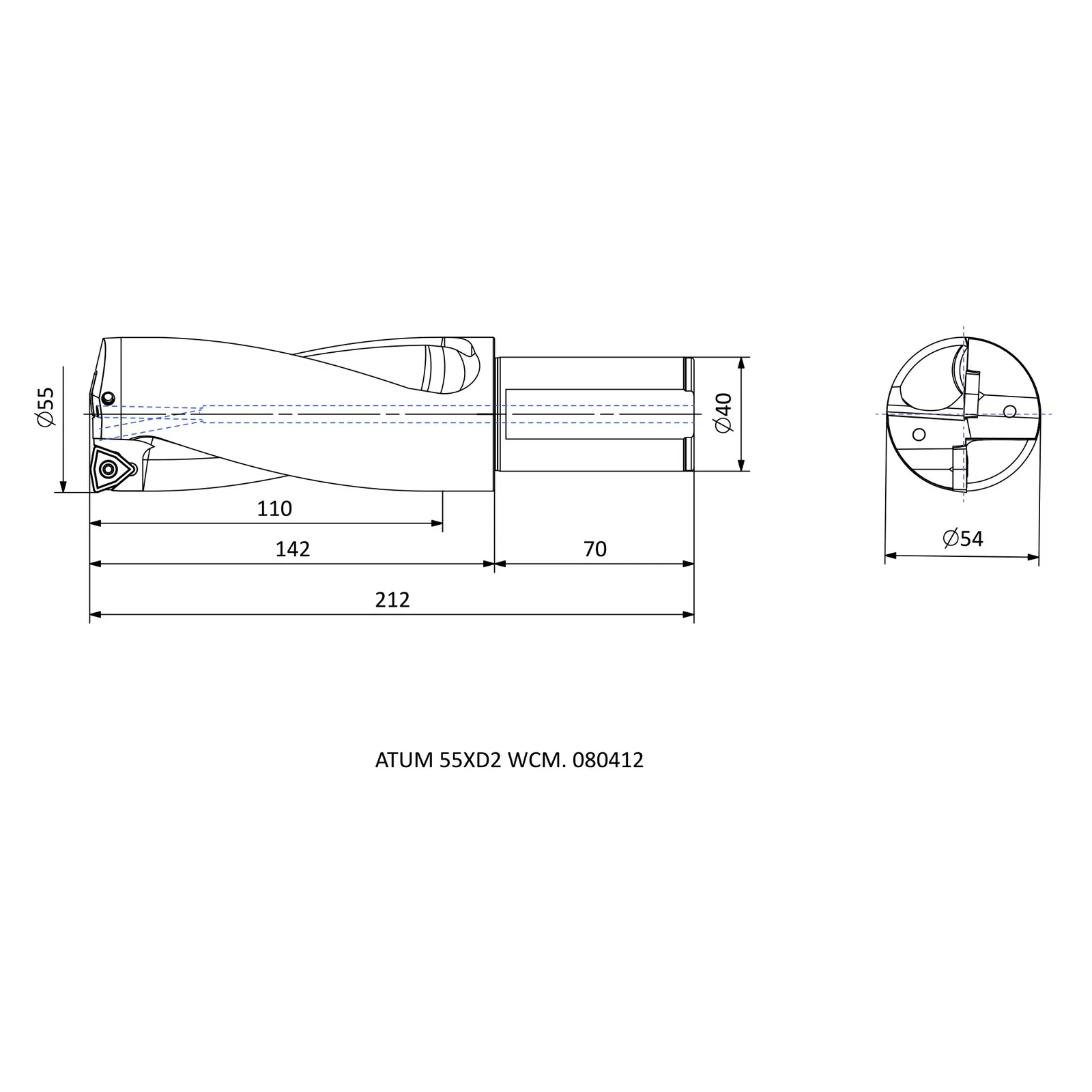 ATUM 55XD2 WCM. 080412 &mdash; dimensioned drawing