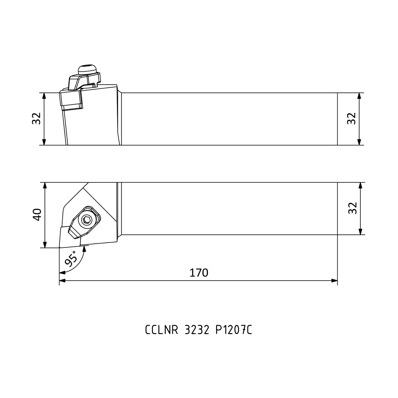 CCLNR 3232 P1207C &mdash; dimensioned drawing