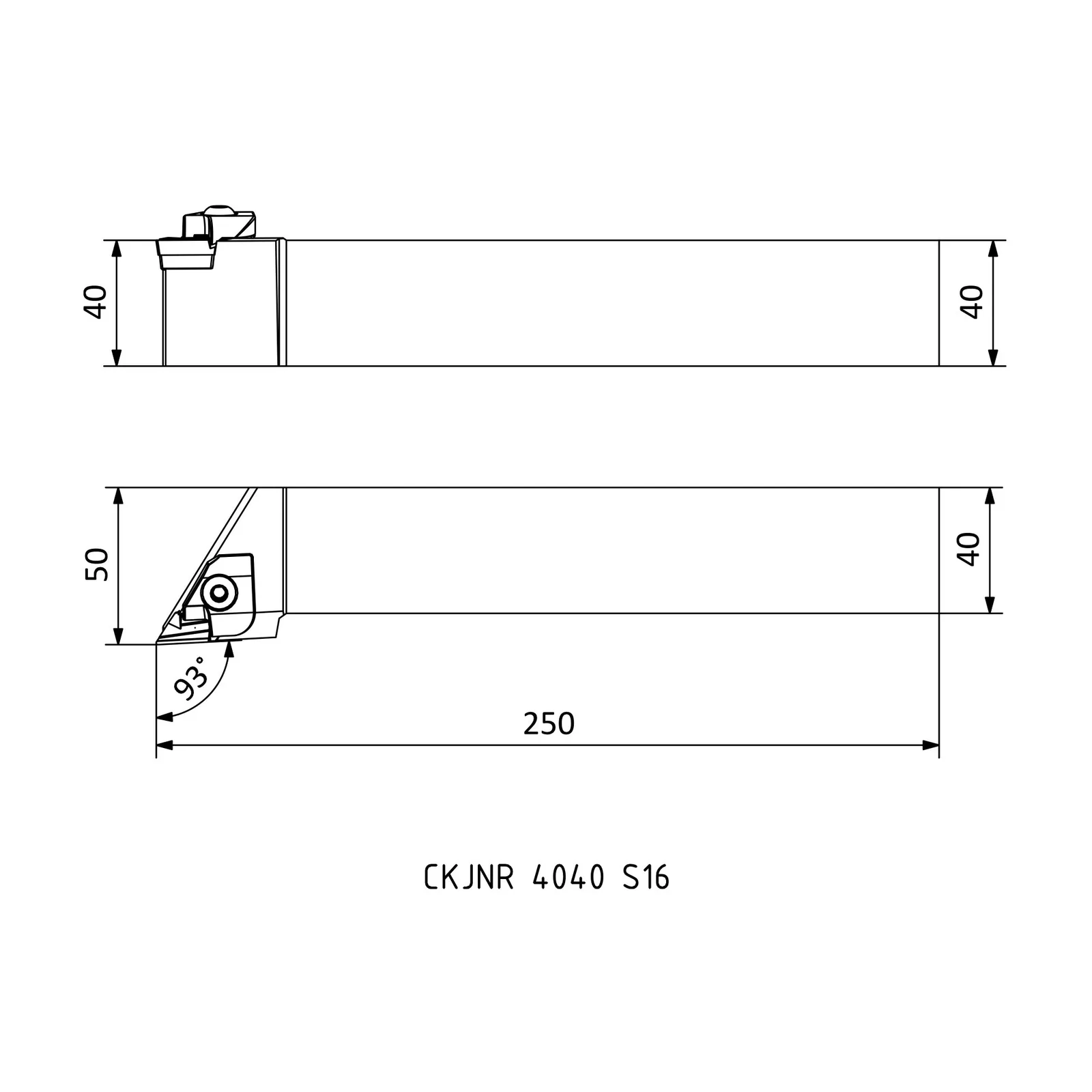 CKJNR 4040 S16 &mdash; dimensioned drawing
