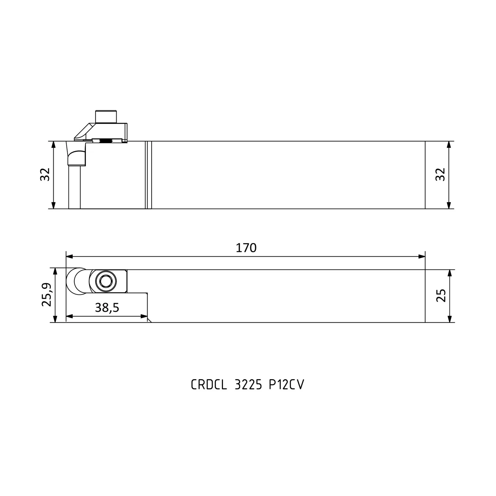 CRDCL 3225 P12CV &mdash; dimensioned drawing