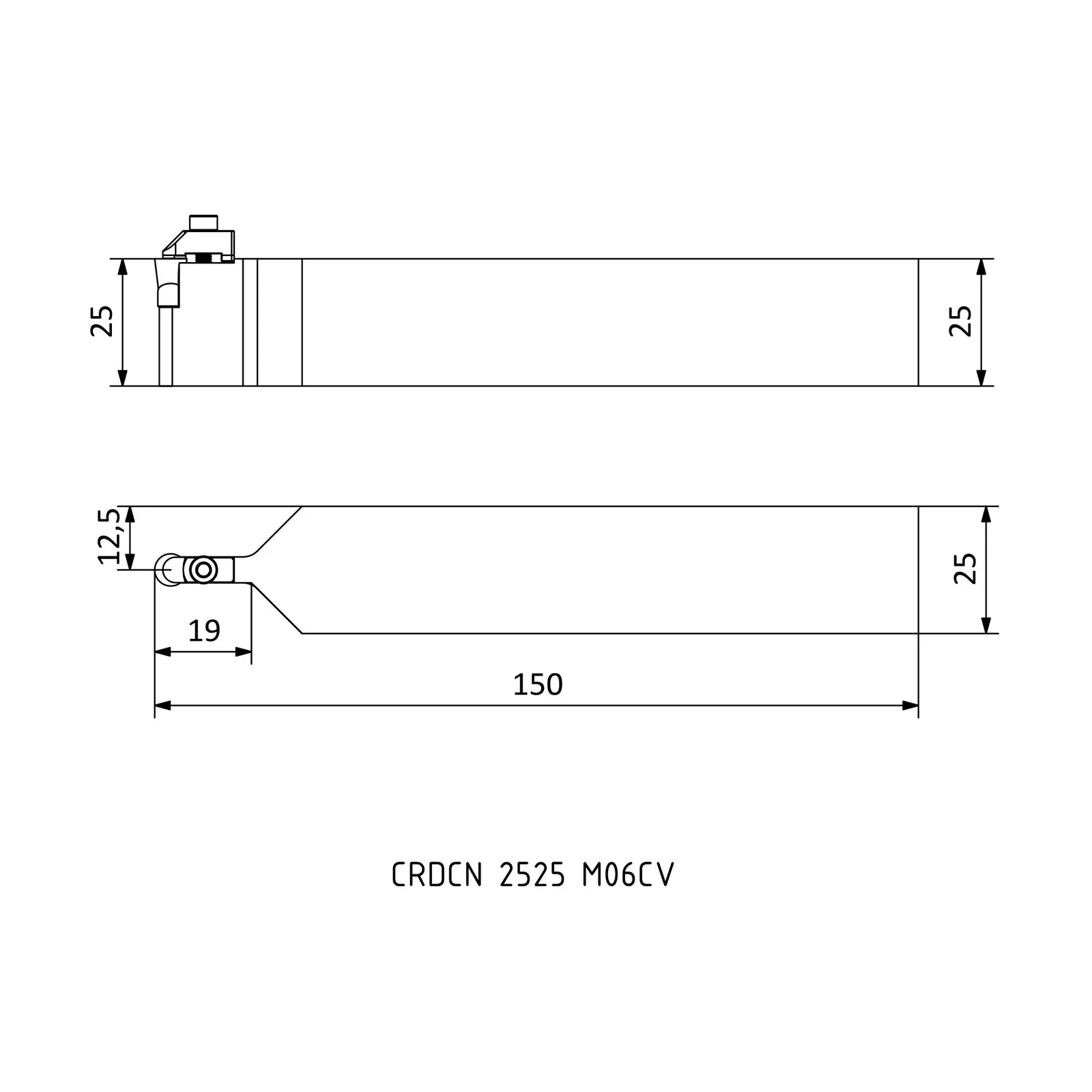 CRDCN 2525 M06CV &mdash; dimensioned drawing