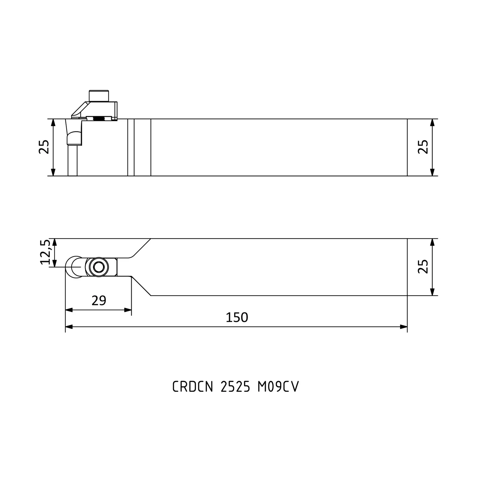 CRDCN 2525 M09CV &mdash; dimensioned drawing