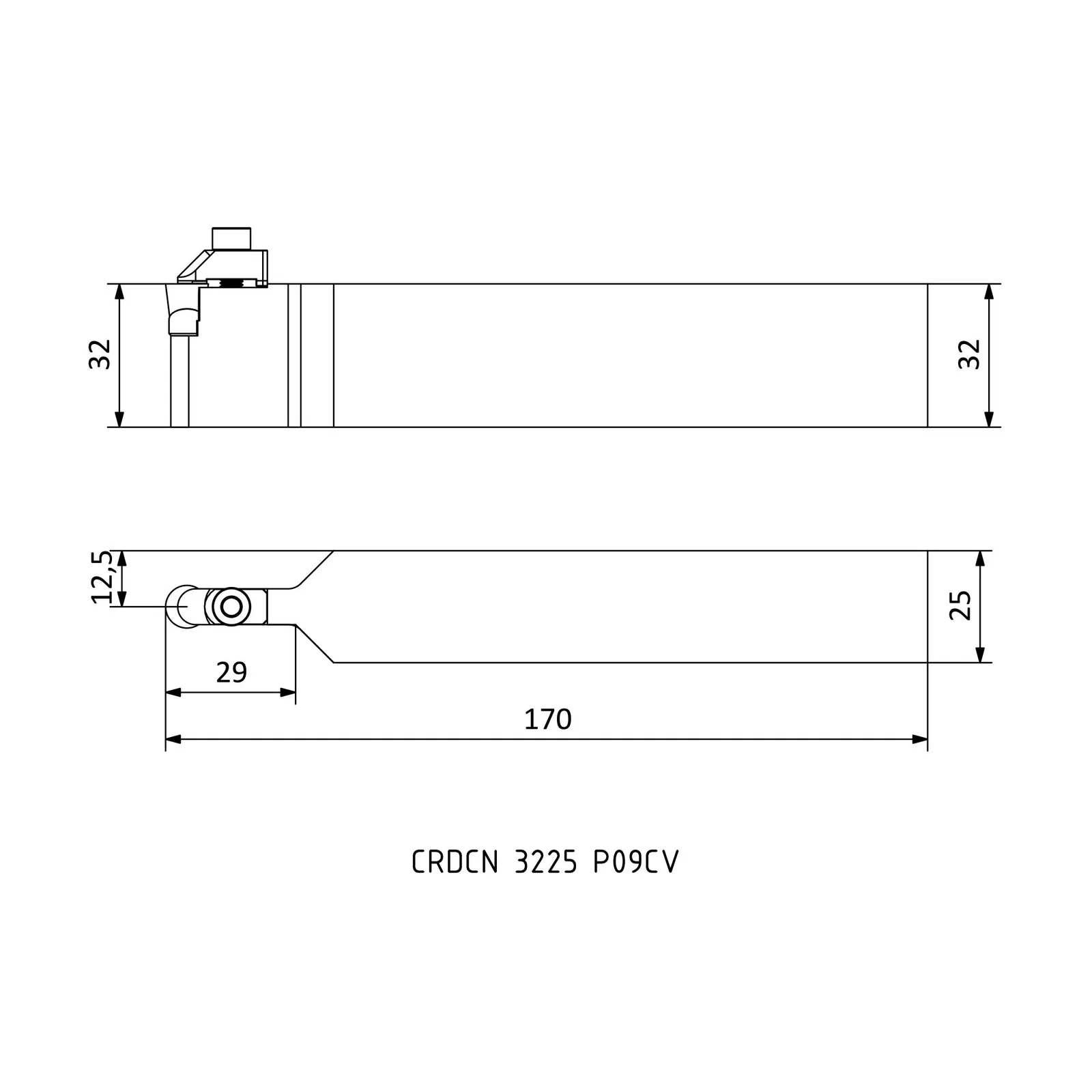 CRDCN 3225 P09CV &mdash; dimensioned drawing