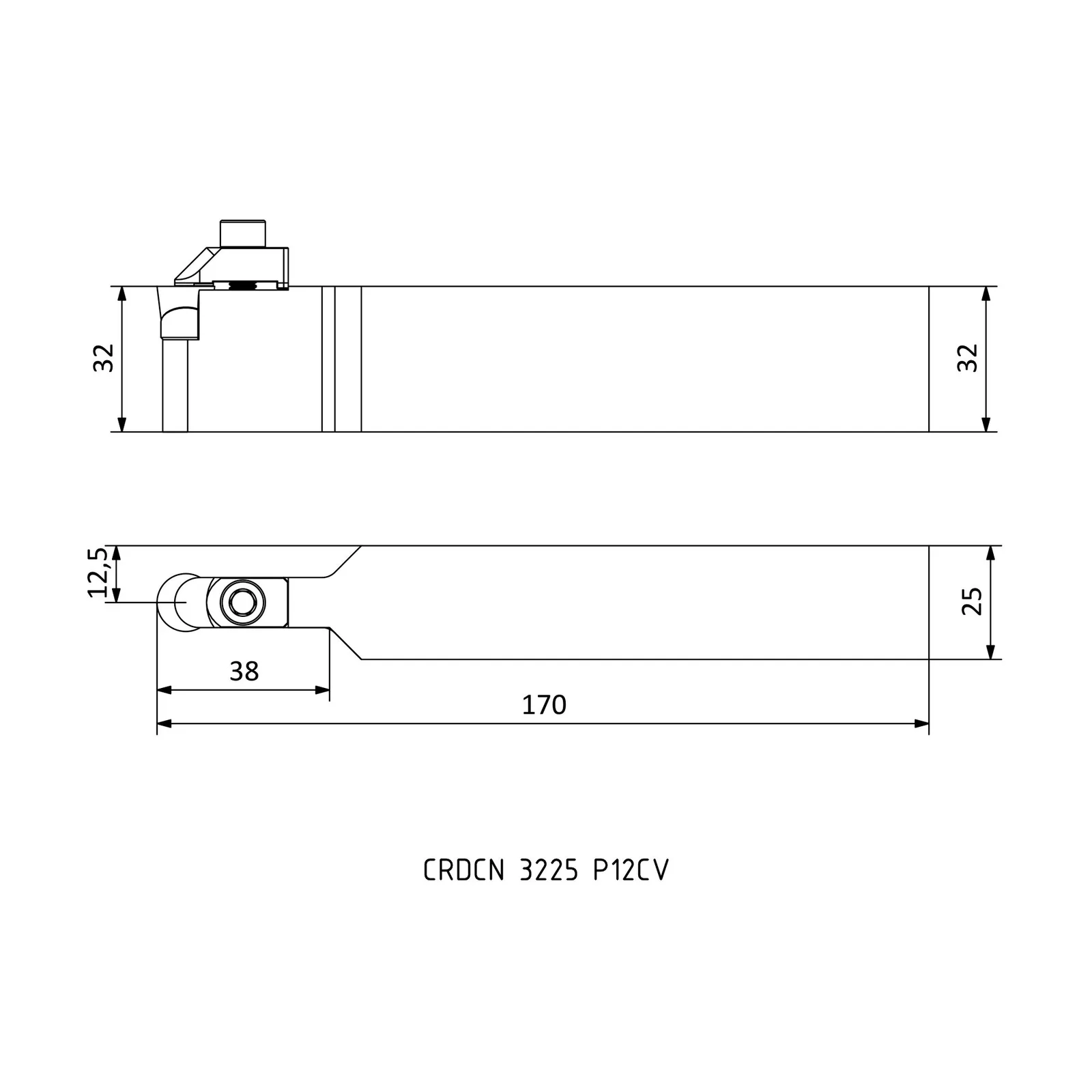 CRDCN 3225 P12CV &mdash; dimensioned drawing