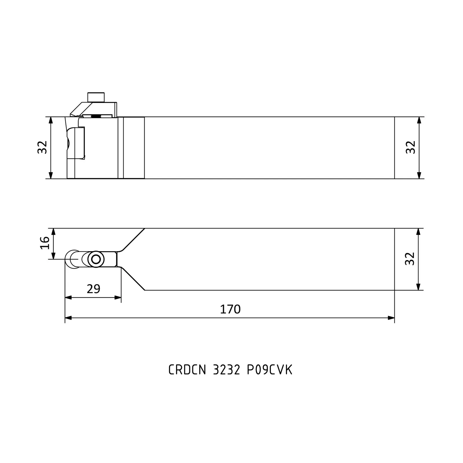 CRDCN 3232 P09CVK &mdash; dimensioned drawing