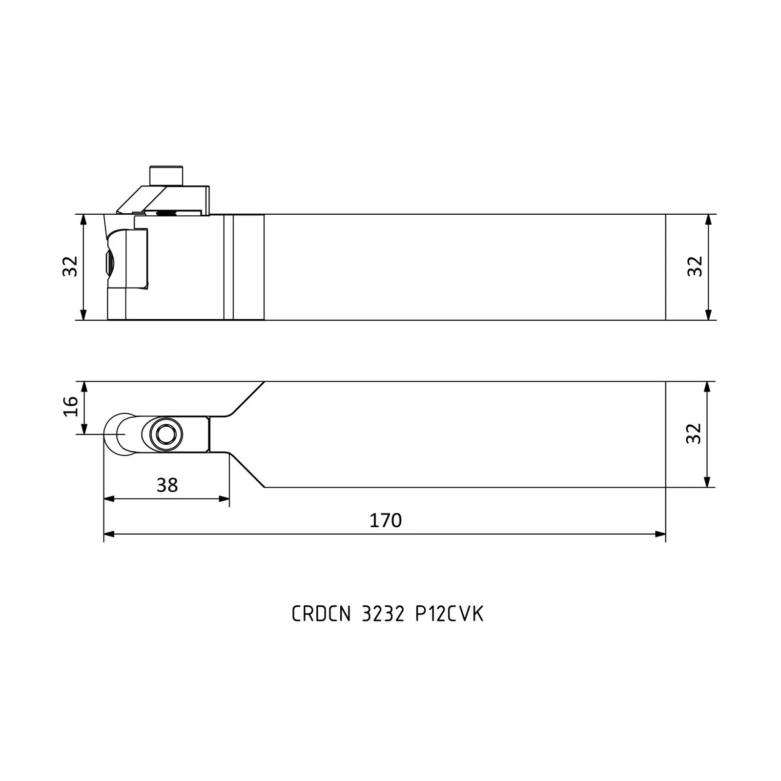 CRDCN 3232 P12CVK &mdash; dimensioned drawing