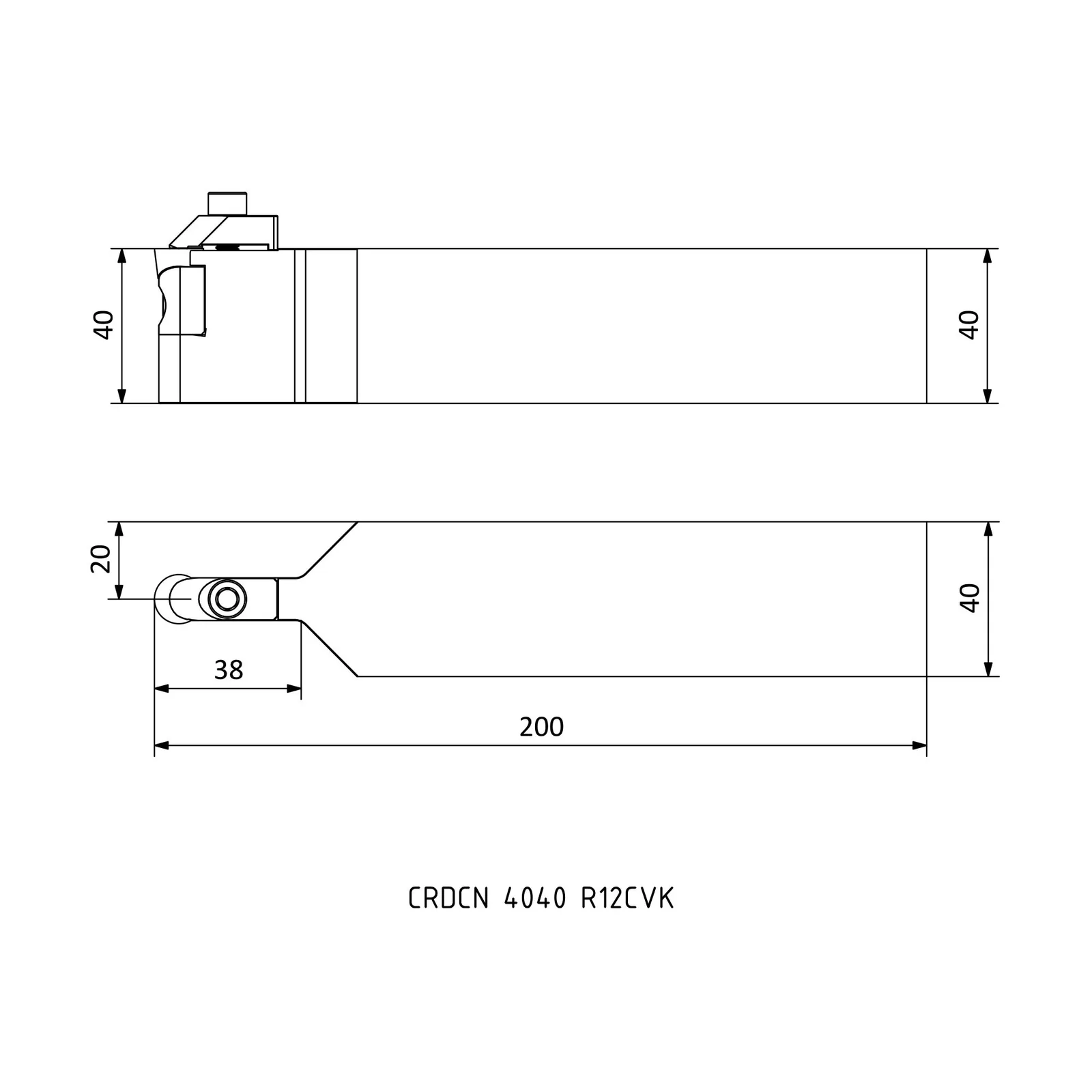 CRDCN 4040 R12CVK &mdash; dimensioned drawing