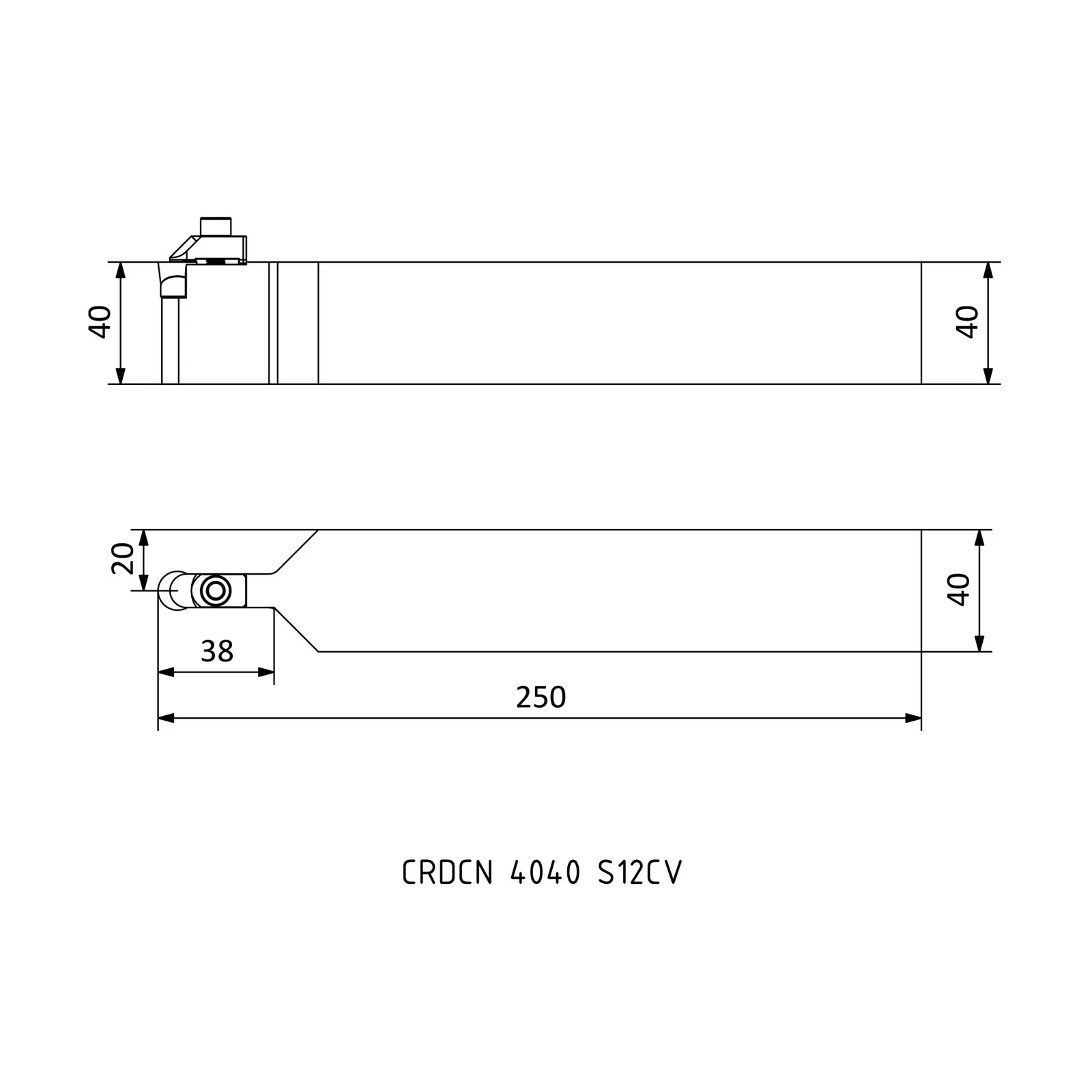 CRDCN 4040 S12CV &mdash; dimensioned drawing